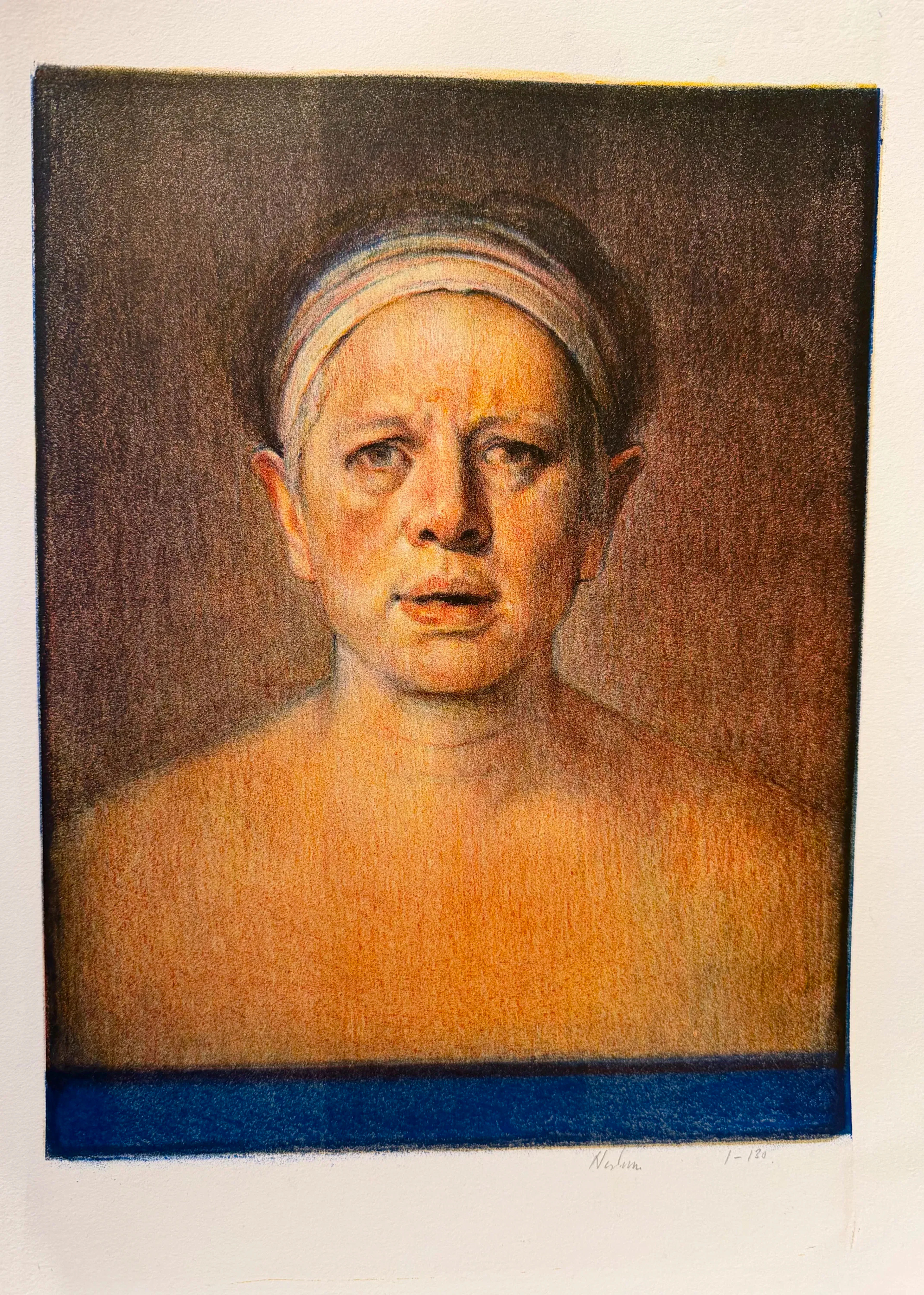 Odd Nerdrum - Selvportrett med blå kant