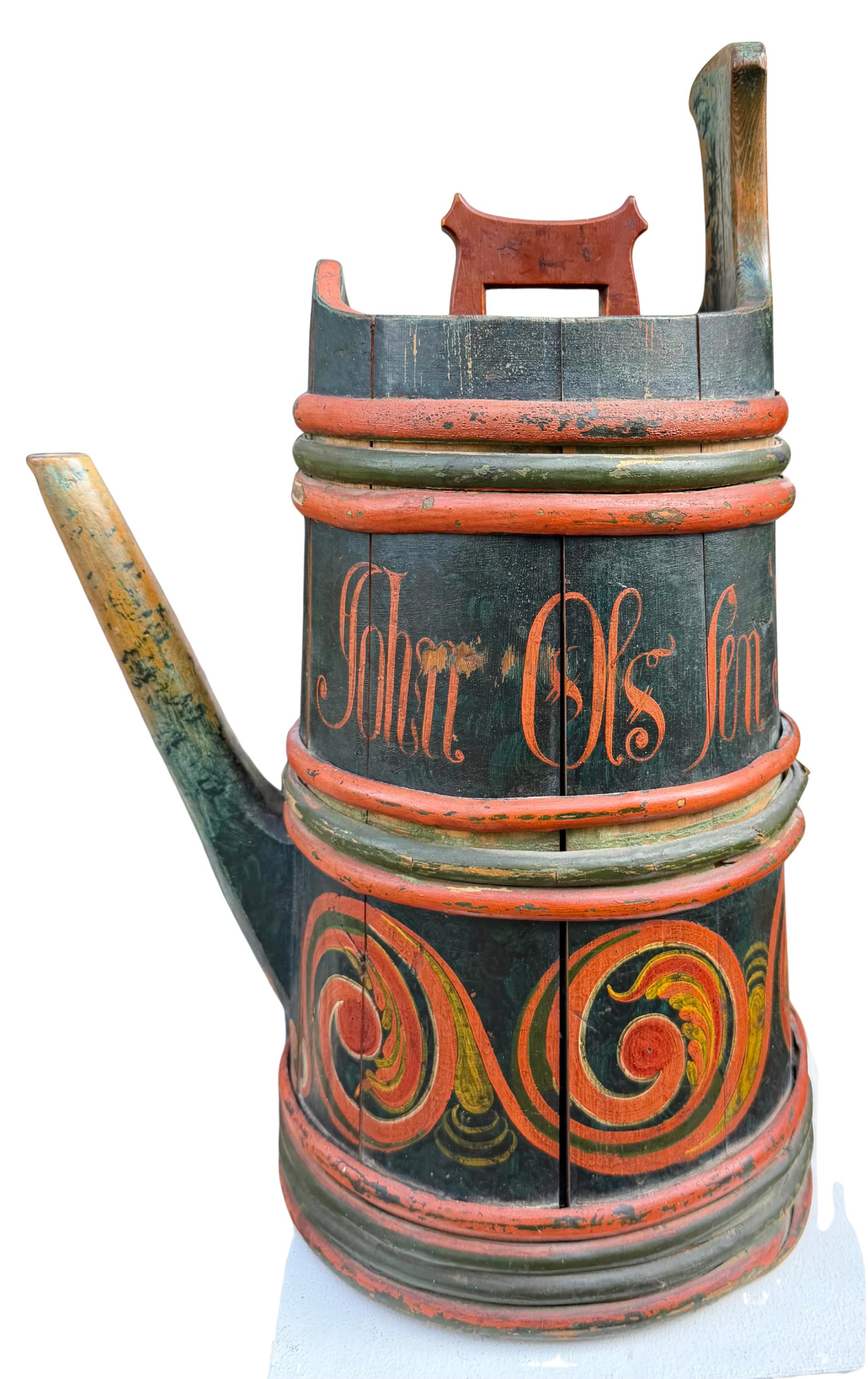 Stor rosemalt ølkanne 1840
