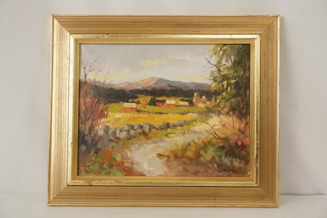 Lennart Möller, Bondgård & Berg, Olja, 35x29. M19/