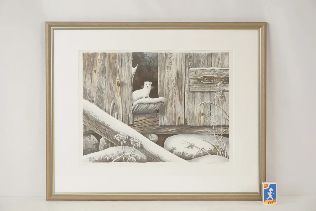 G. Boström, mårddjur i snöigt landskap 41/240, 60x48. M7