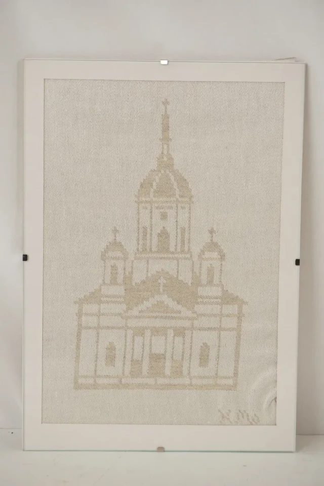 Kerstin Molander, kyrka, textil, 21x30. M23/