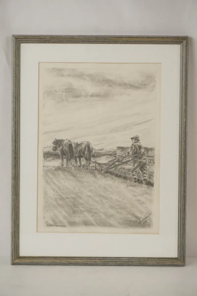 Ernst Wallin, Fjäll Bonden, blyerts, 33x43. M16/