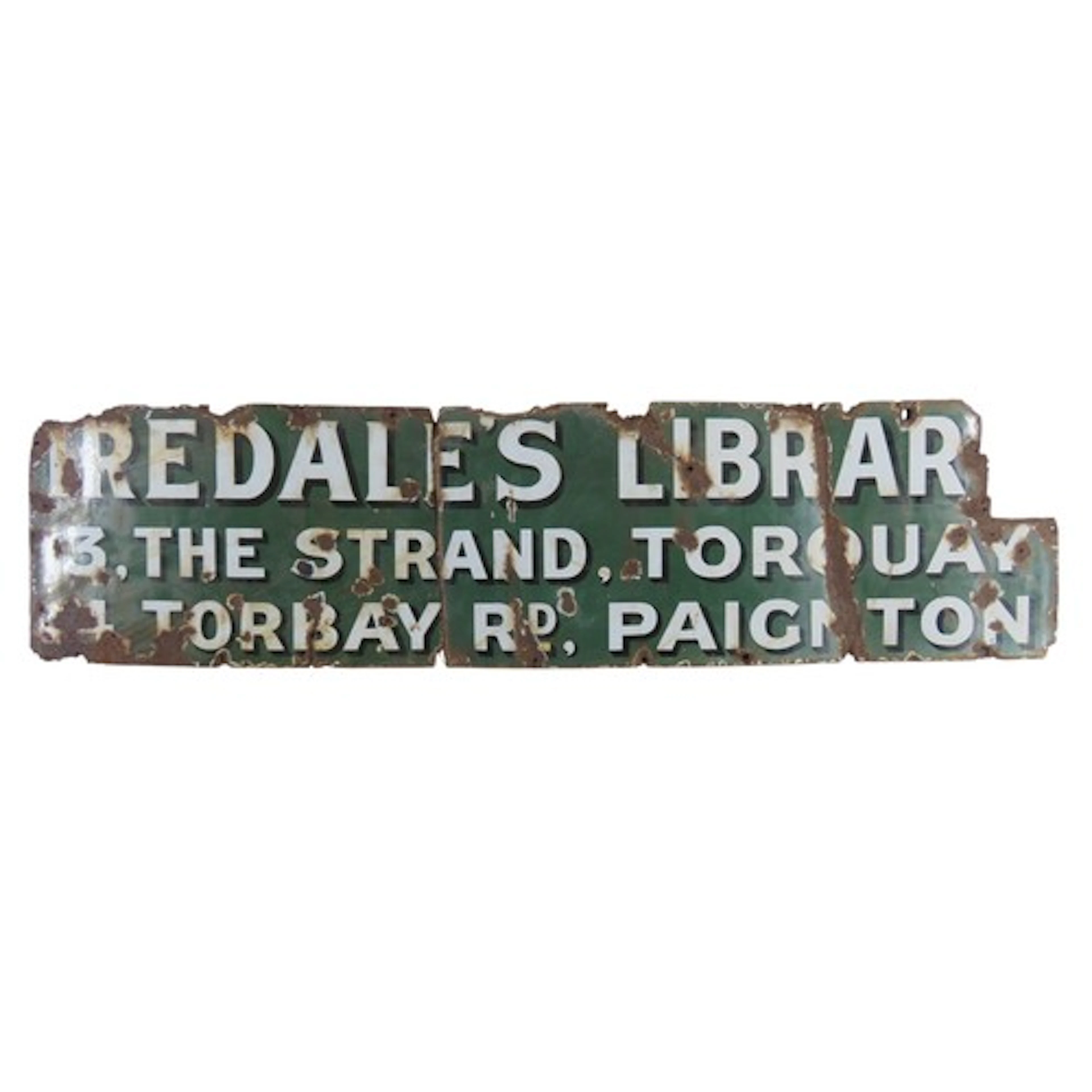 AN EARLY 20TH CENTURY ENAMELED SIGN inscribed 'Tredale's Lib...