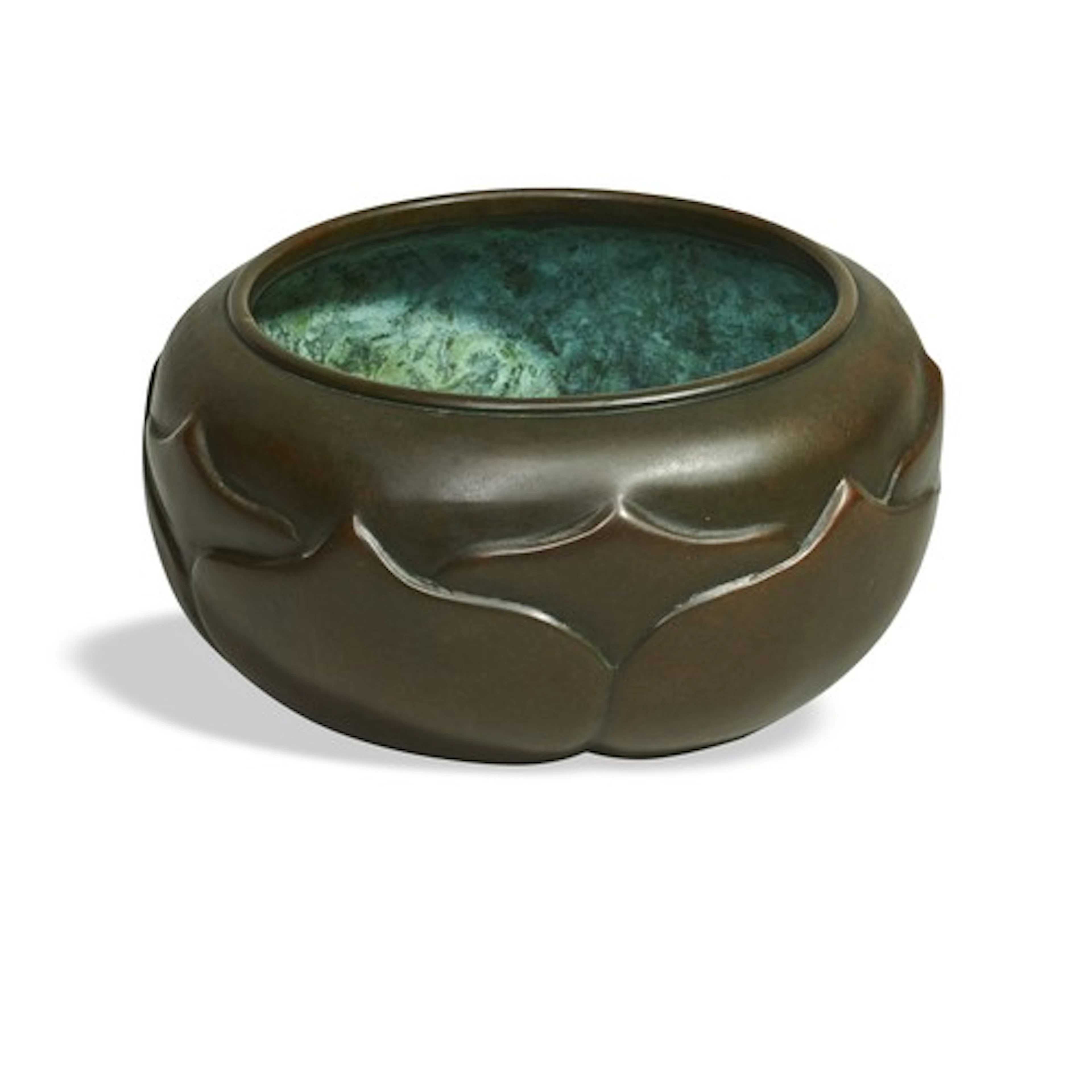 A CHINESE BRONZE 'LOTUS' CENSER 19TH / 20TH CENTURY the side...