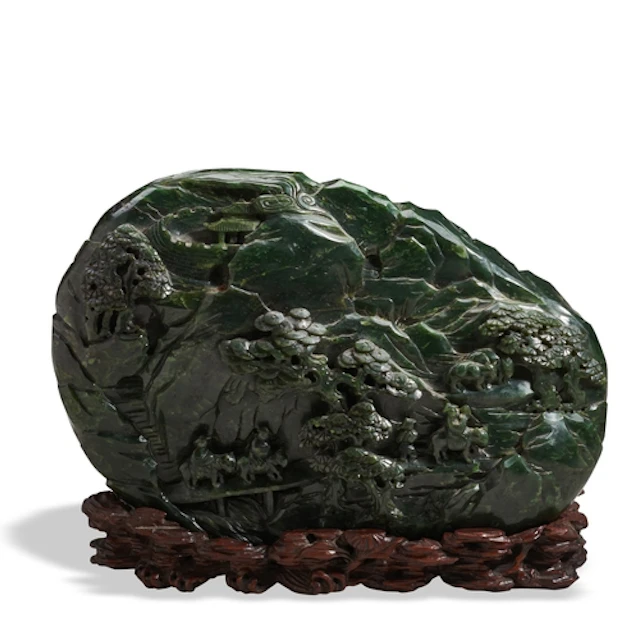 AN IMPRESSIVE LARGE CARVED JADE MOUNTAIN QIANLONG PERIOD (17...