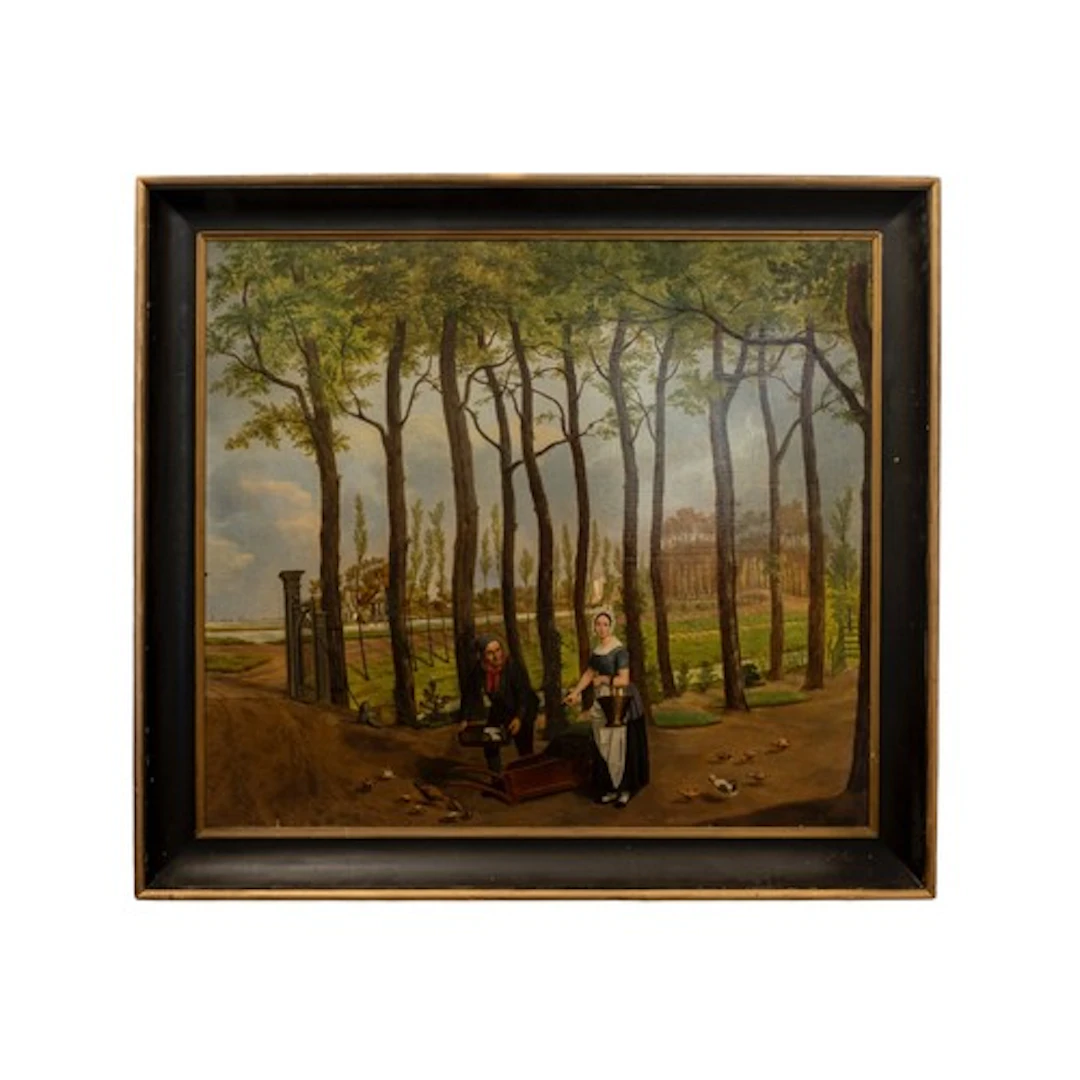 DUTCH SCHOOL, 19TH CENTURY, LARGE FOLK ART OIL ON CANVAS (18...