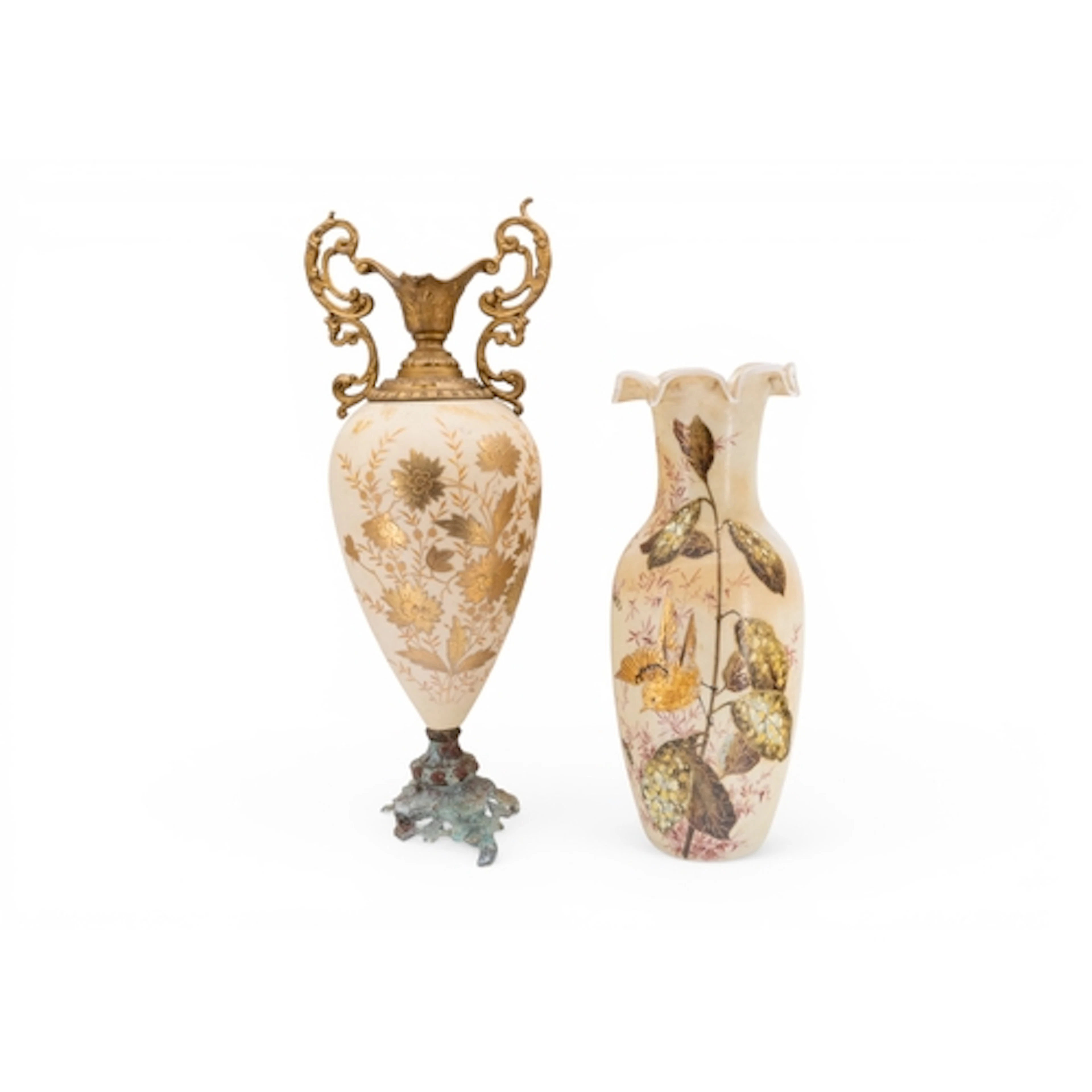TWO 19TH CENTURY CAMEO GLASS VASES one baluster form vase de...