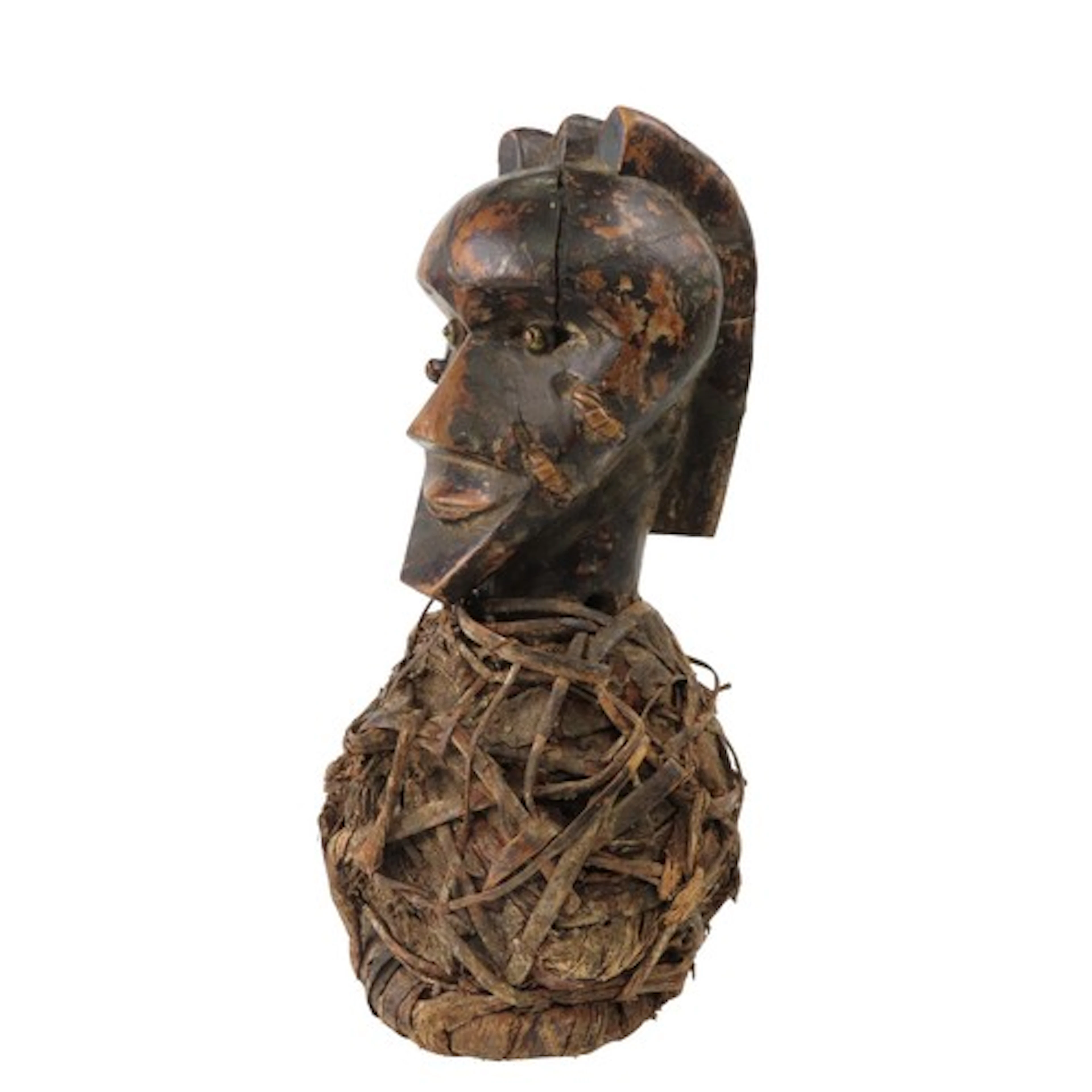 A JUJU/FETISH FIGURE probably Congo, the carved patinated he...