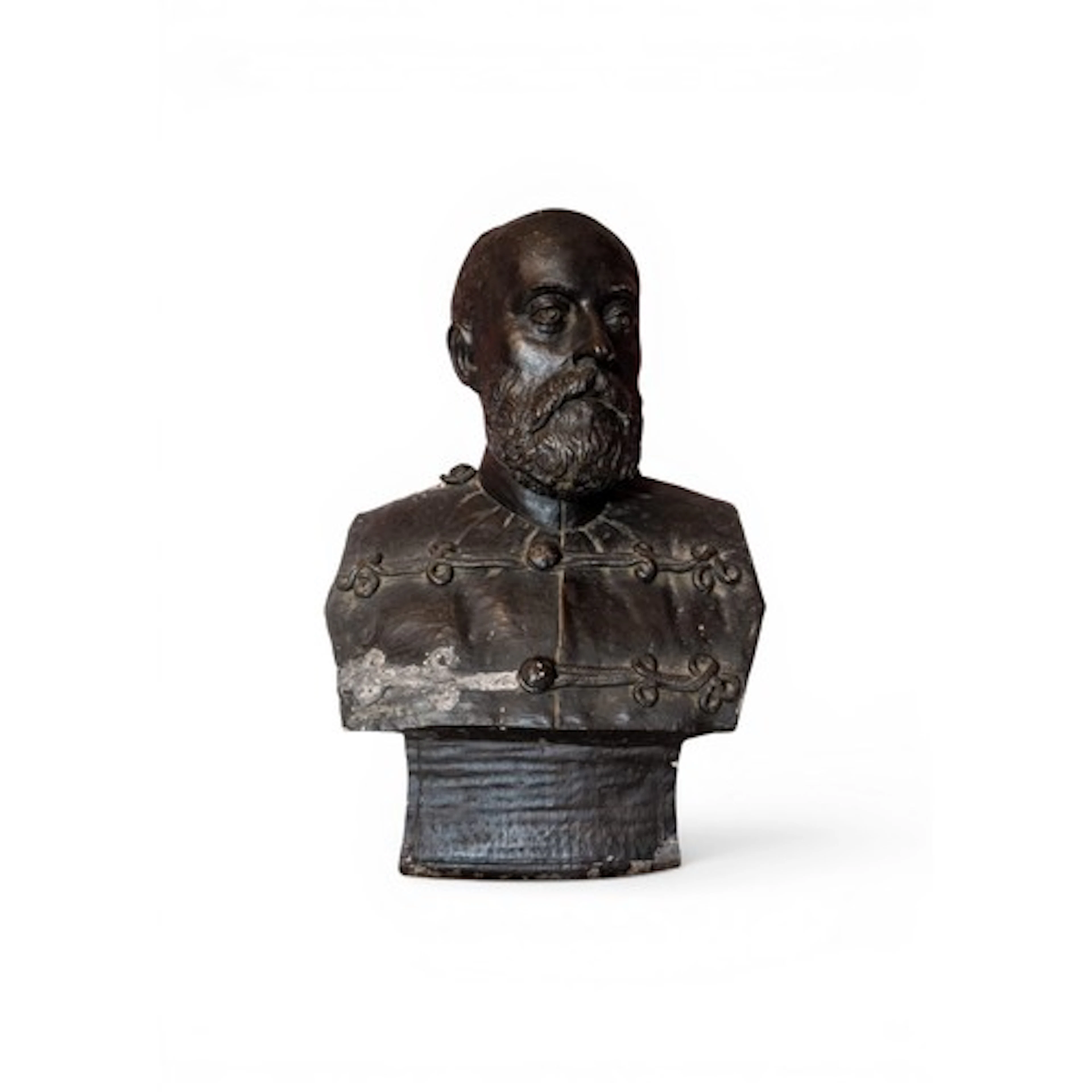 A BLACK PAINTED PLASTER MAQUETTE BUST OF EDWARD VII 54 cm hi...