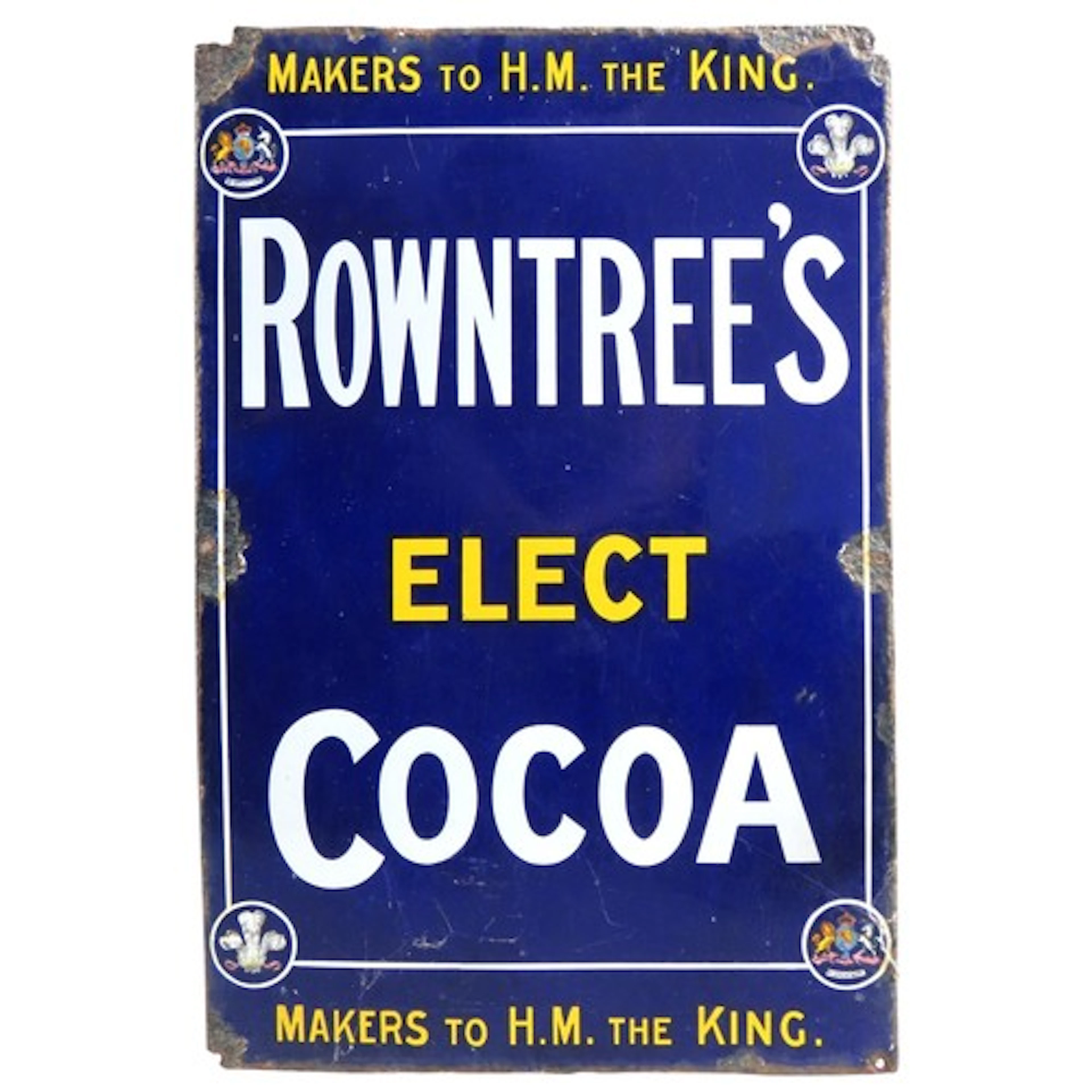 A ROWNTREE'S 'ELECT COCOA' ENAMELED SIGN EARLY 20TH CENTURY ...