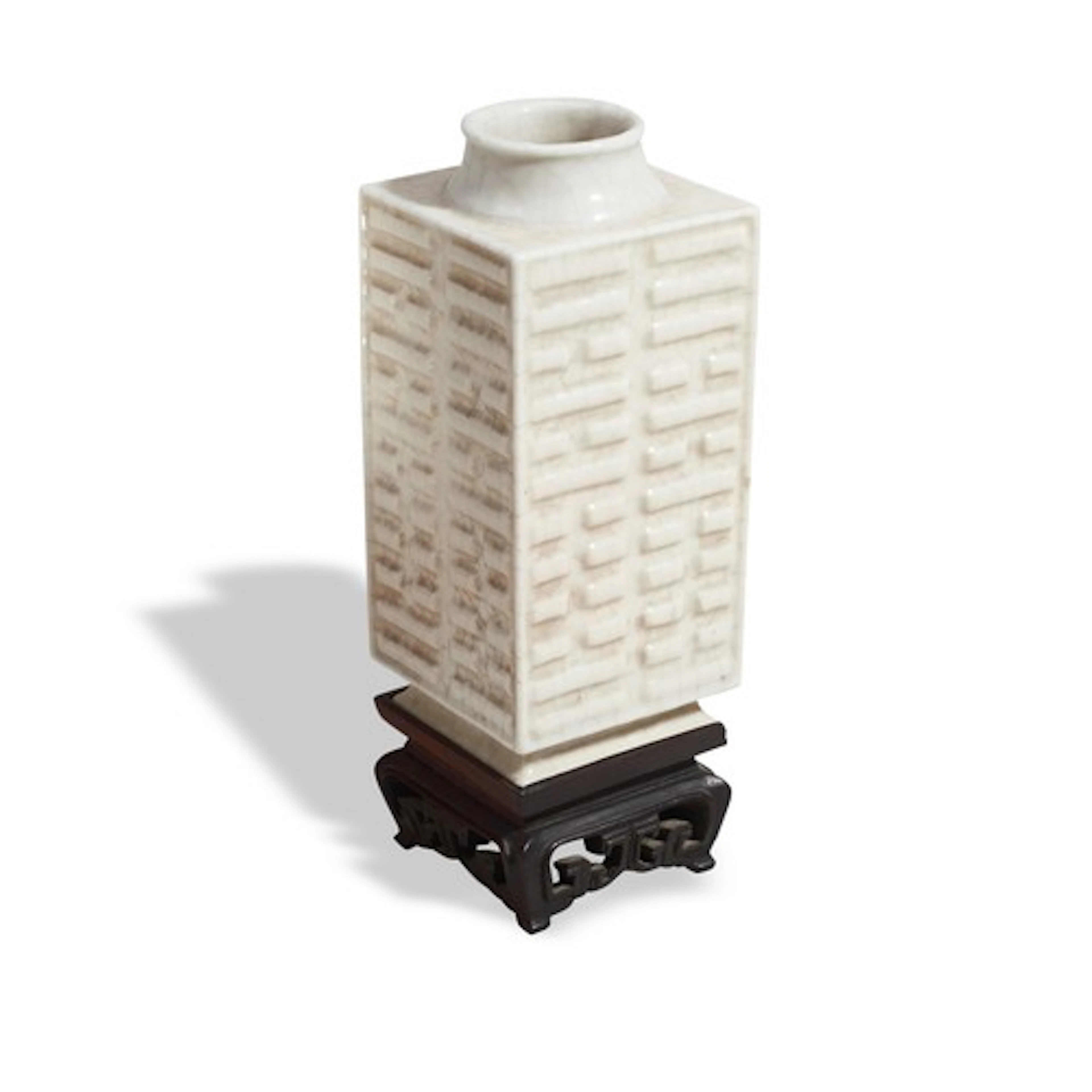 A WHITE-GLAZED CONG VASE LATE QING DYNASTY the square sectio...
