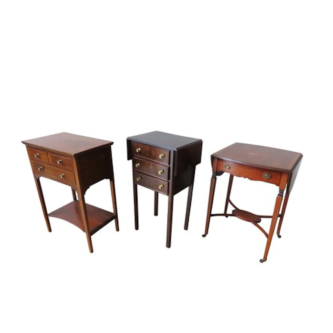 THREE EDWARDIAN MAHOGANY DROP-LEAF WORK TABLES/OCCASIONAL TA...