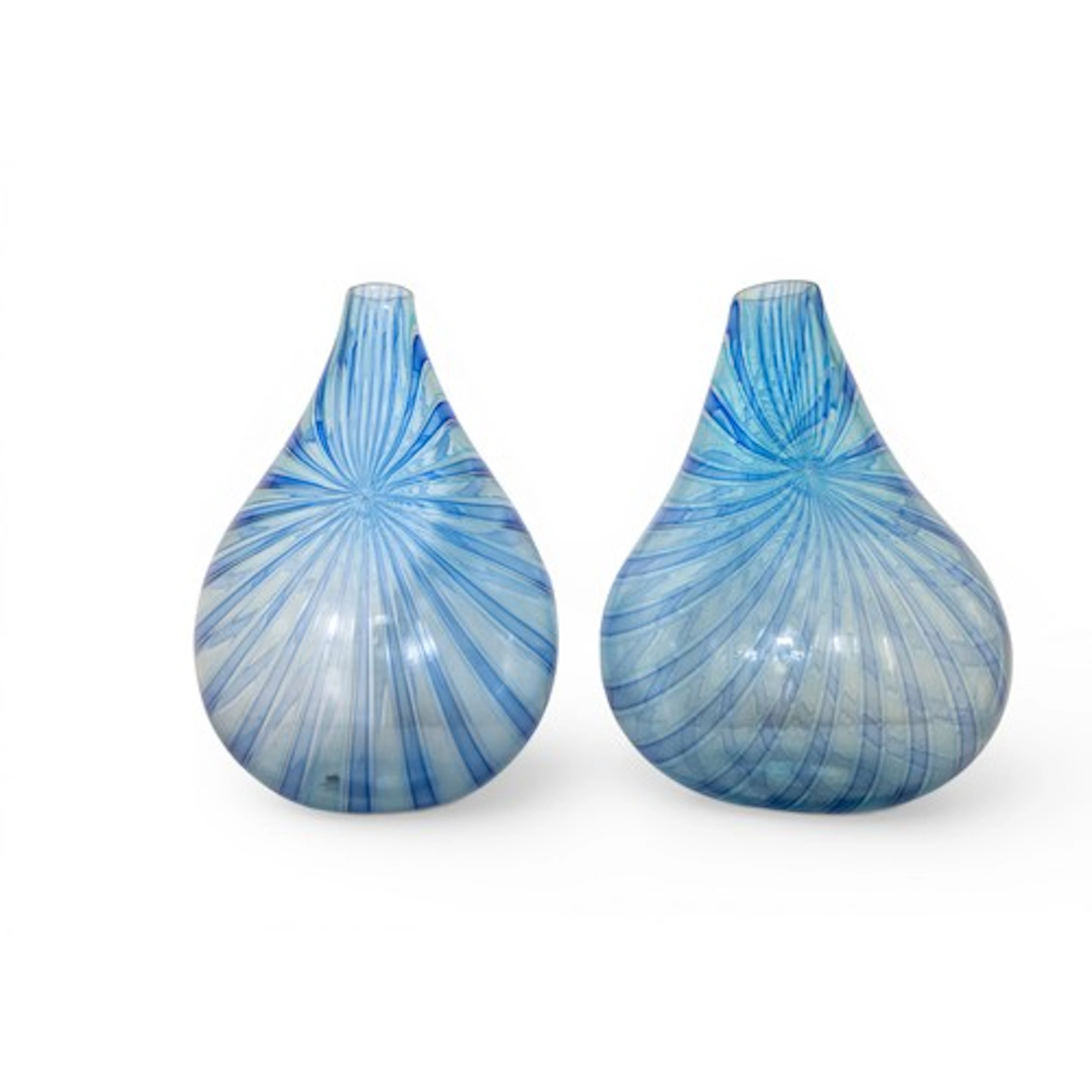 A PAIR OF MURANO ART GLASS VASES 20TH CENTURY tear drop form...