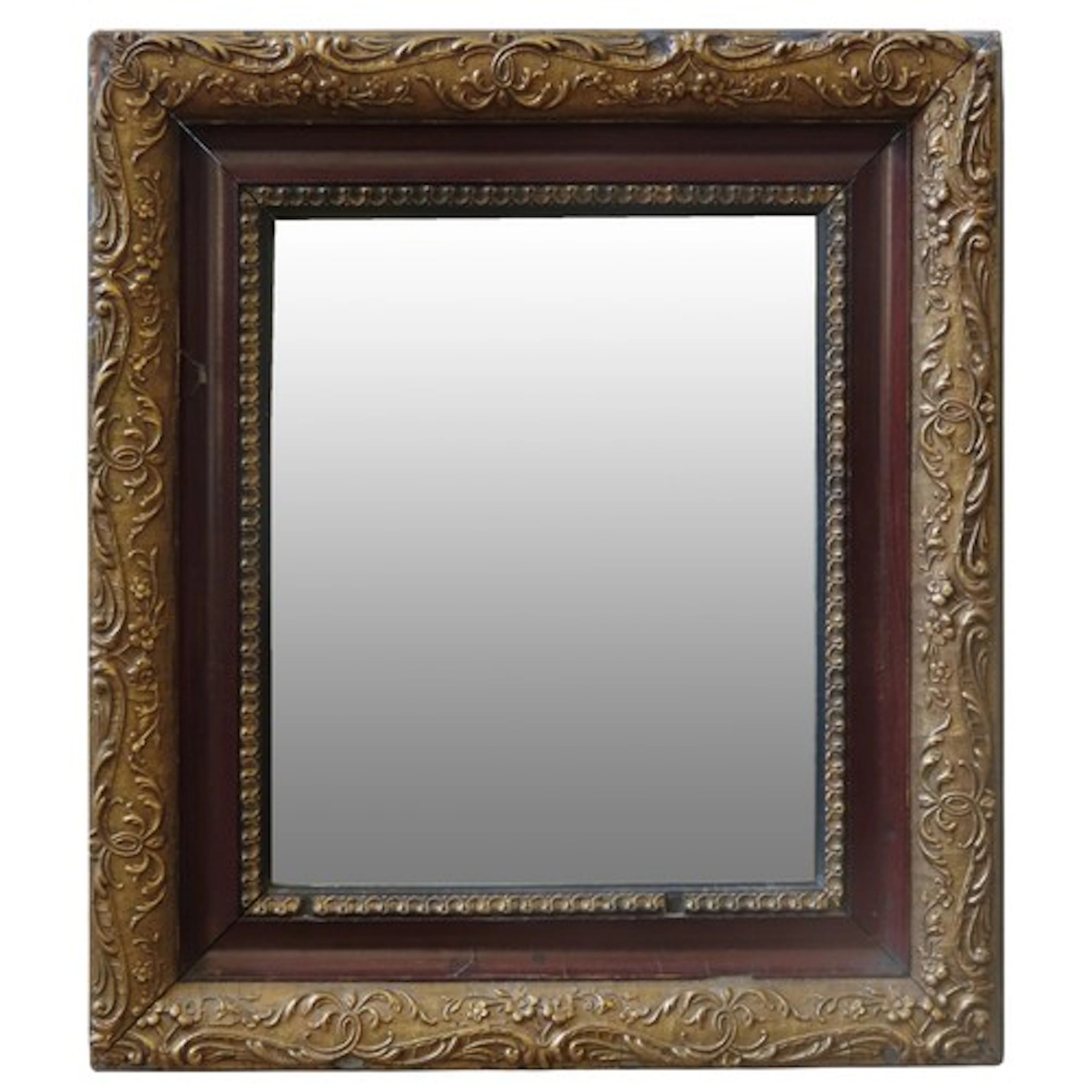 A 19TH CENTURY WALL MIRROR the rectangular plate within a bu...