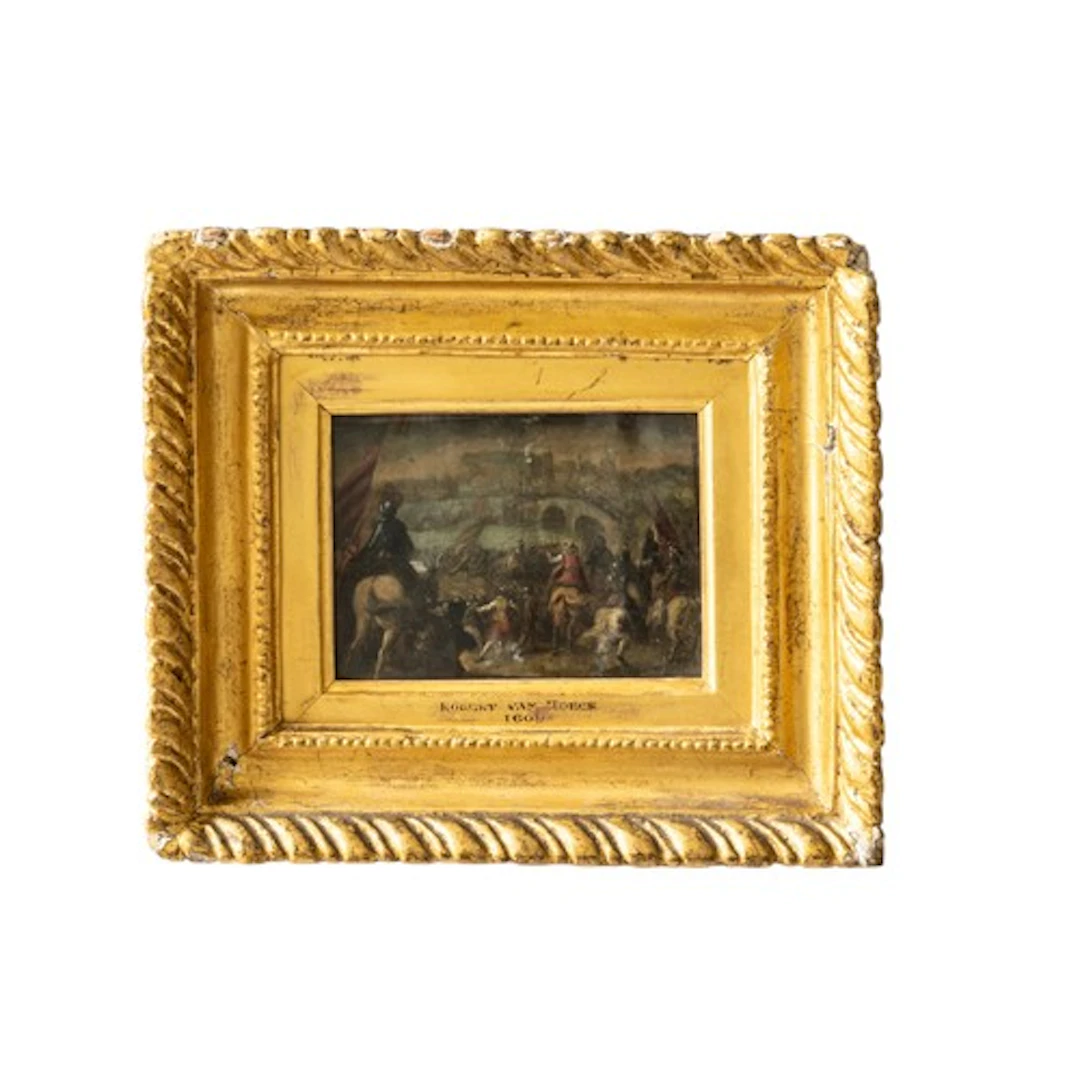 AFTER ROBERT VAN DEN HOECK (1622-1668) A BATTLE SCENE OIL PA...