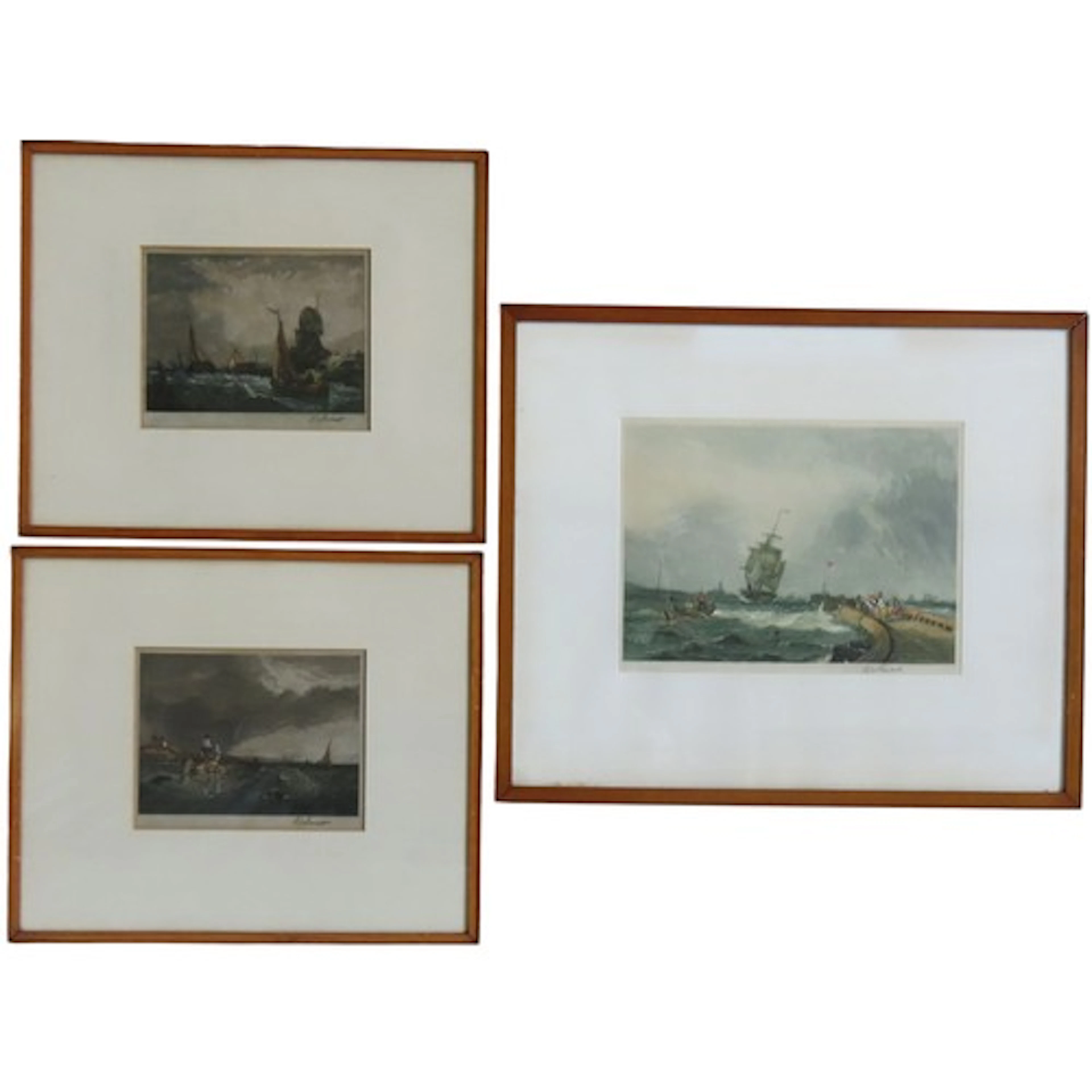 DOUGLAS ION SMART (British, 1879-1970) THREE SEASCAPE MEZZOT...