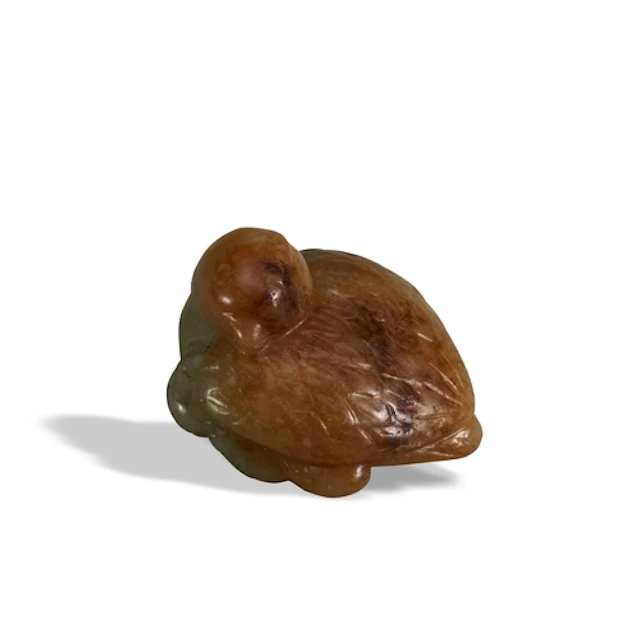 A GOOD CELADON AND RUSSET BIRD FINIAL SONG - MING DYNASTY 黄褐...