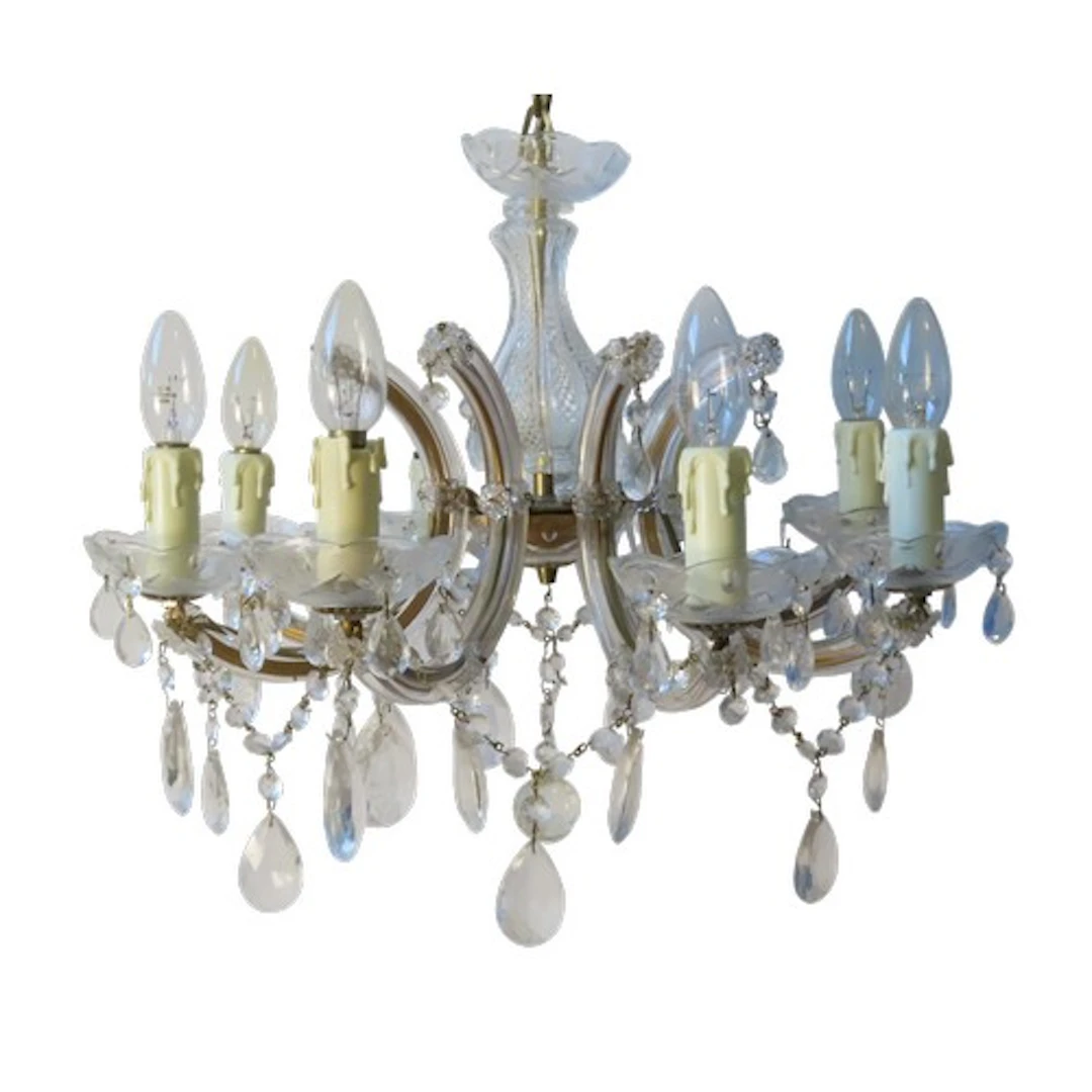 GLASS CHANDELIER 42cm drop x 50cm diameter