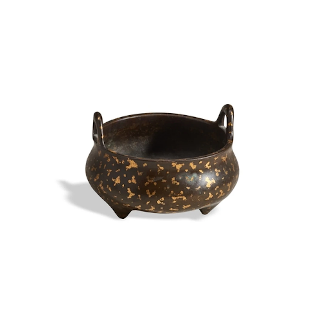 A GOOD GOLD-SPLASH BRONZE CENSER LATE MING / EARLY QING 17TH...