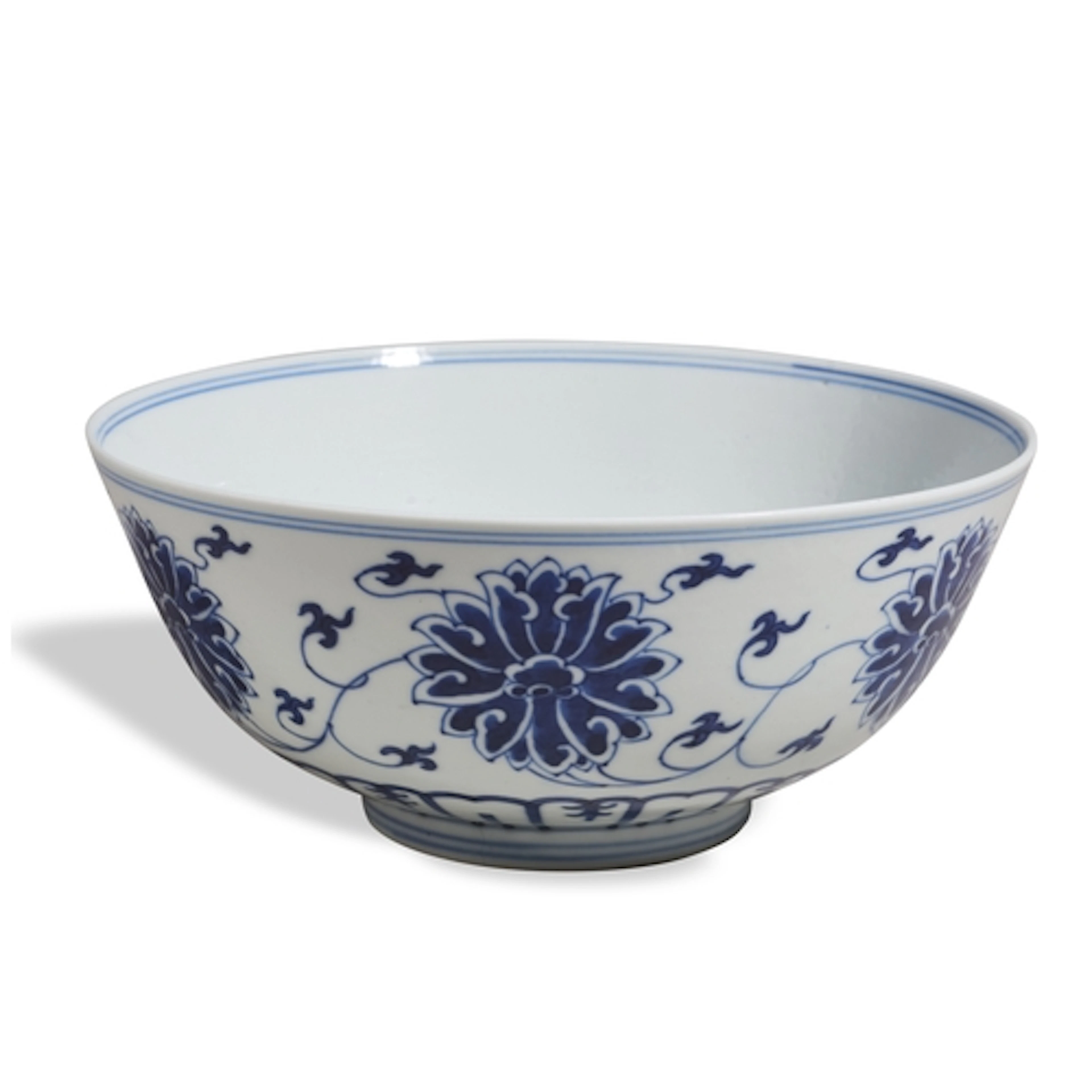AN IMPERIAL PORCELAIN BLUE AND WHITE LARGE 'PALACE' BOWL GUA...