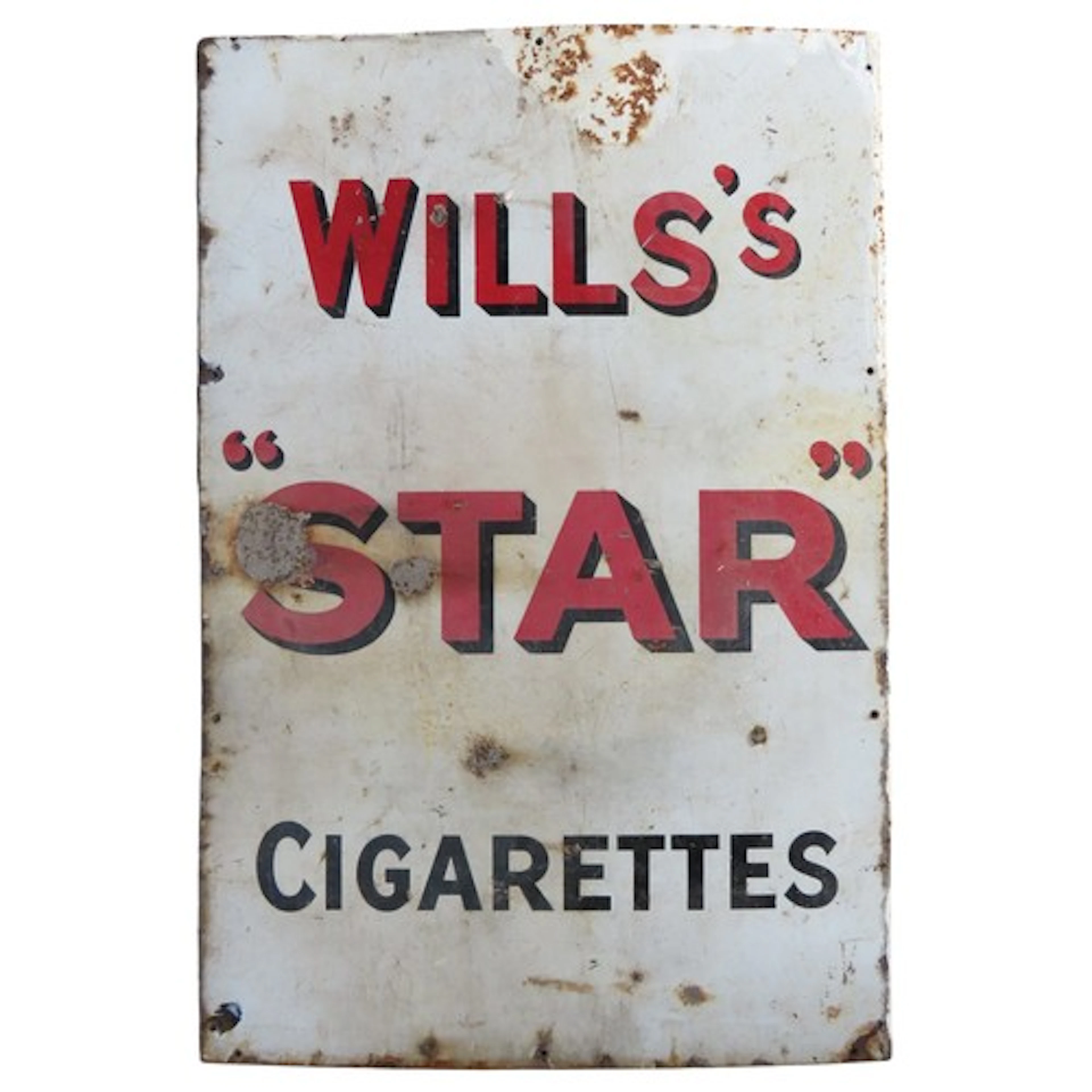 A VINTAGE WILLS'S 'STAR' CIGARETTE'S ENAMELED ADVERTISING SI...