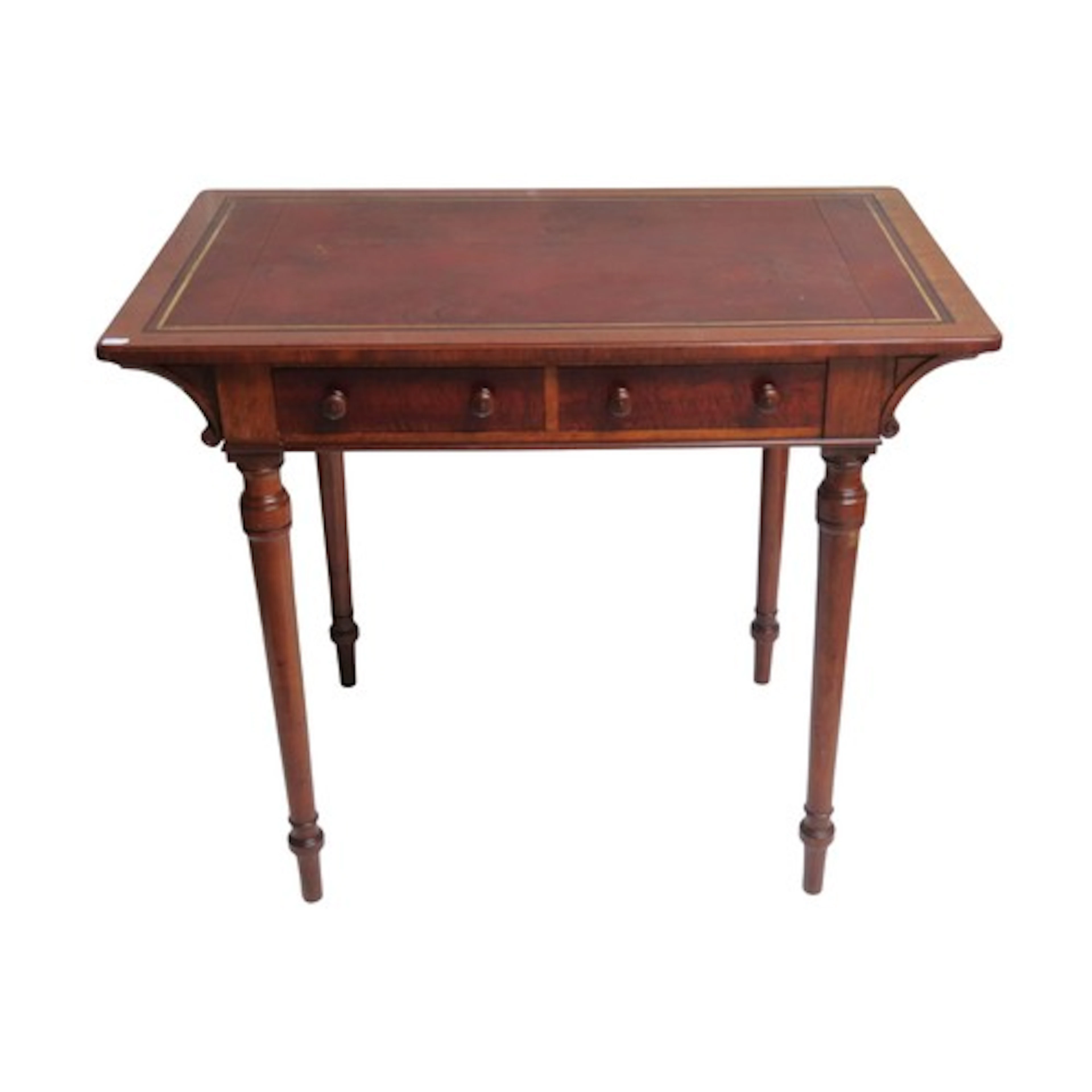 A HOLLAND & SONS MAHOGANY WRITING TABLE, the leather ins...