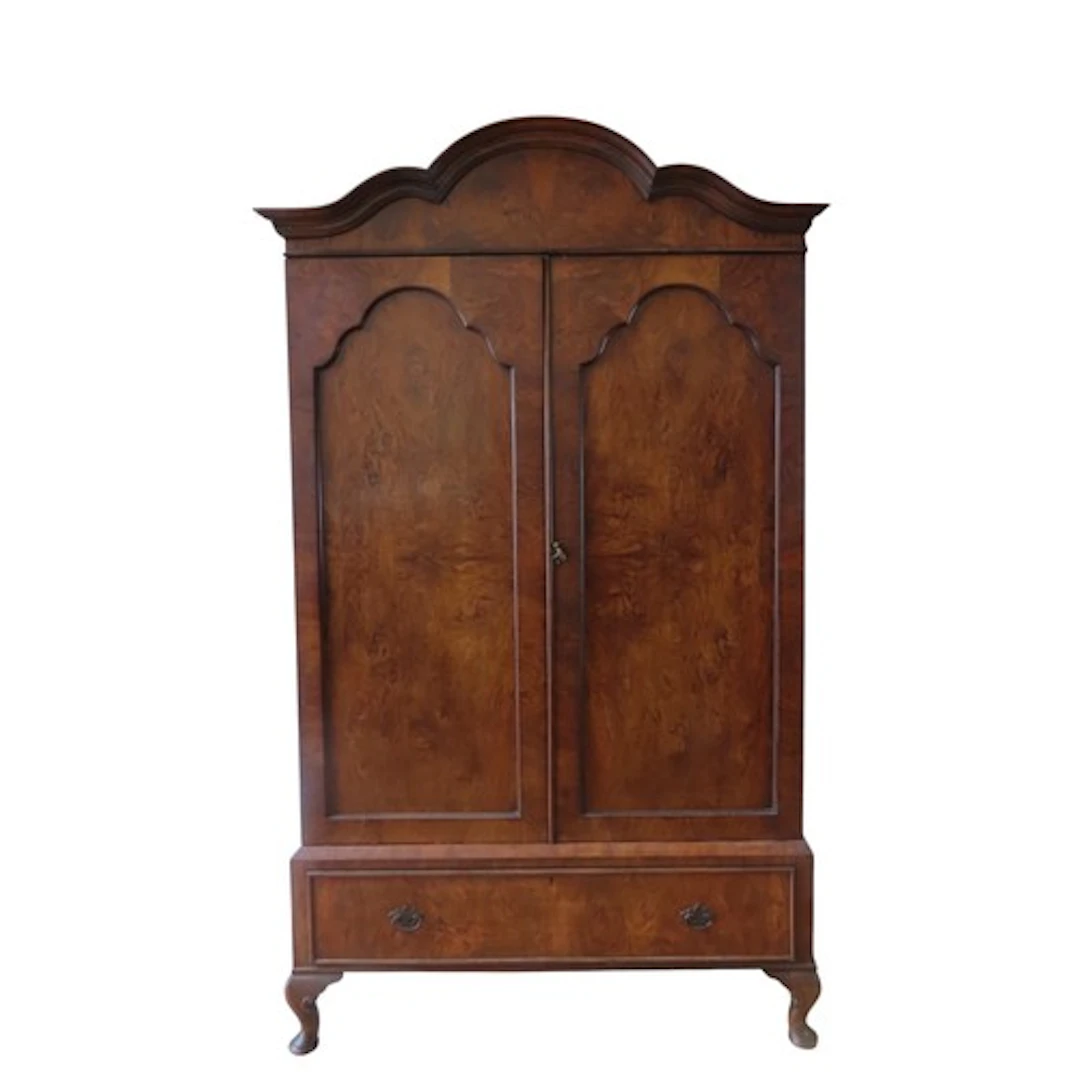 A QUEEN ANNE STYLE WALNUT VENEER WARDROBE CIRCA 1920's in t...