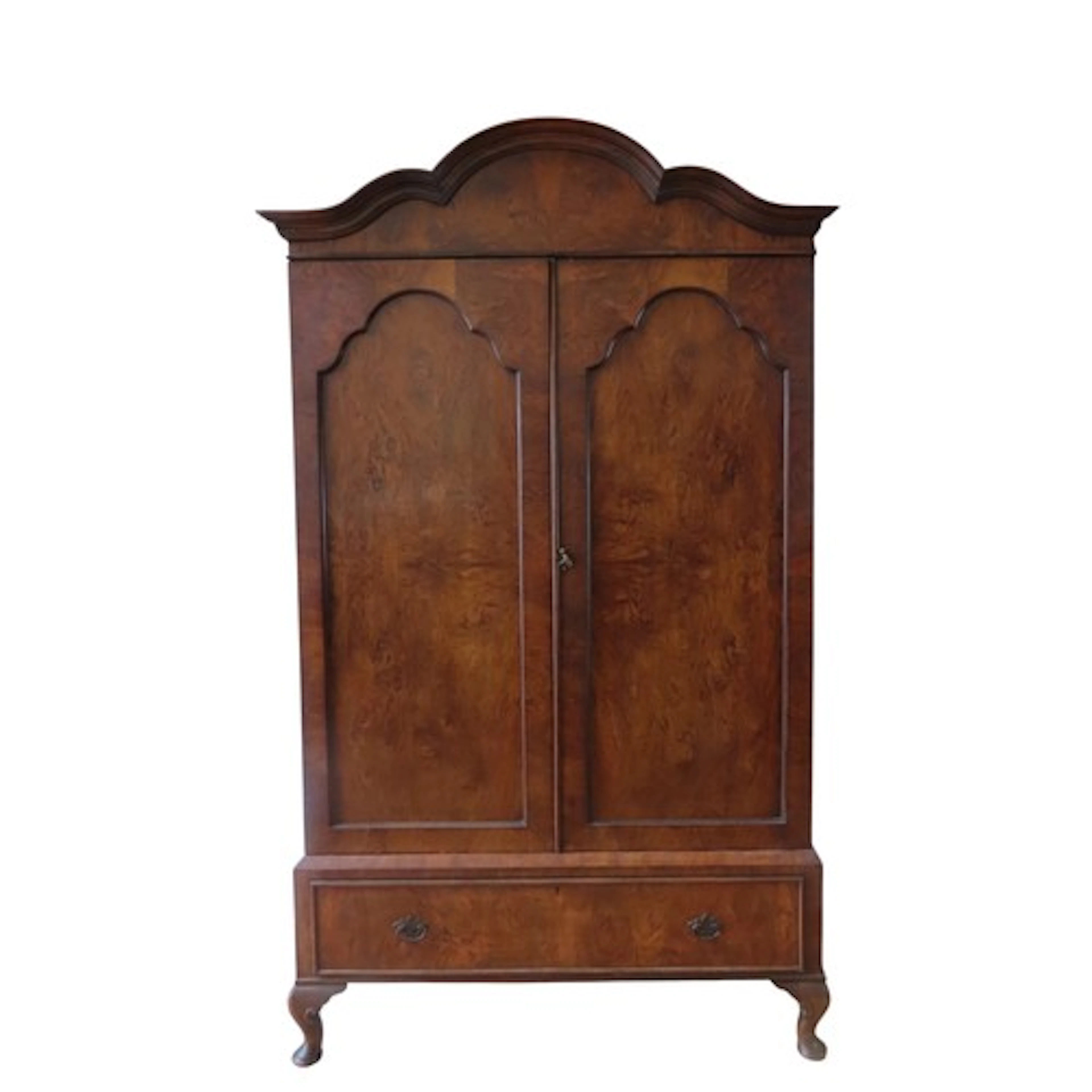 A QUEEN ANNE STYLE WALNUT VENEER WARDROBE CIRCA 1920's in t...