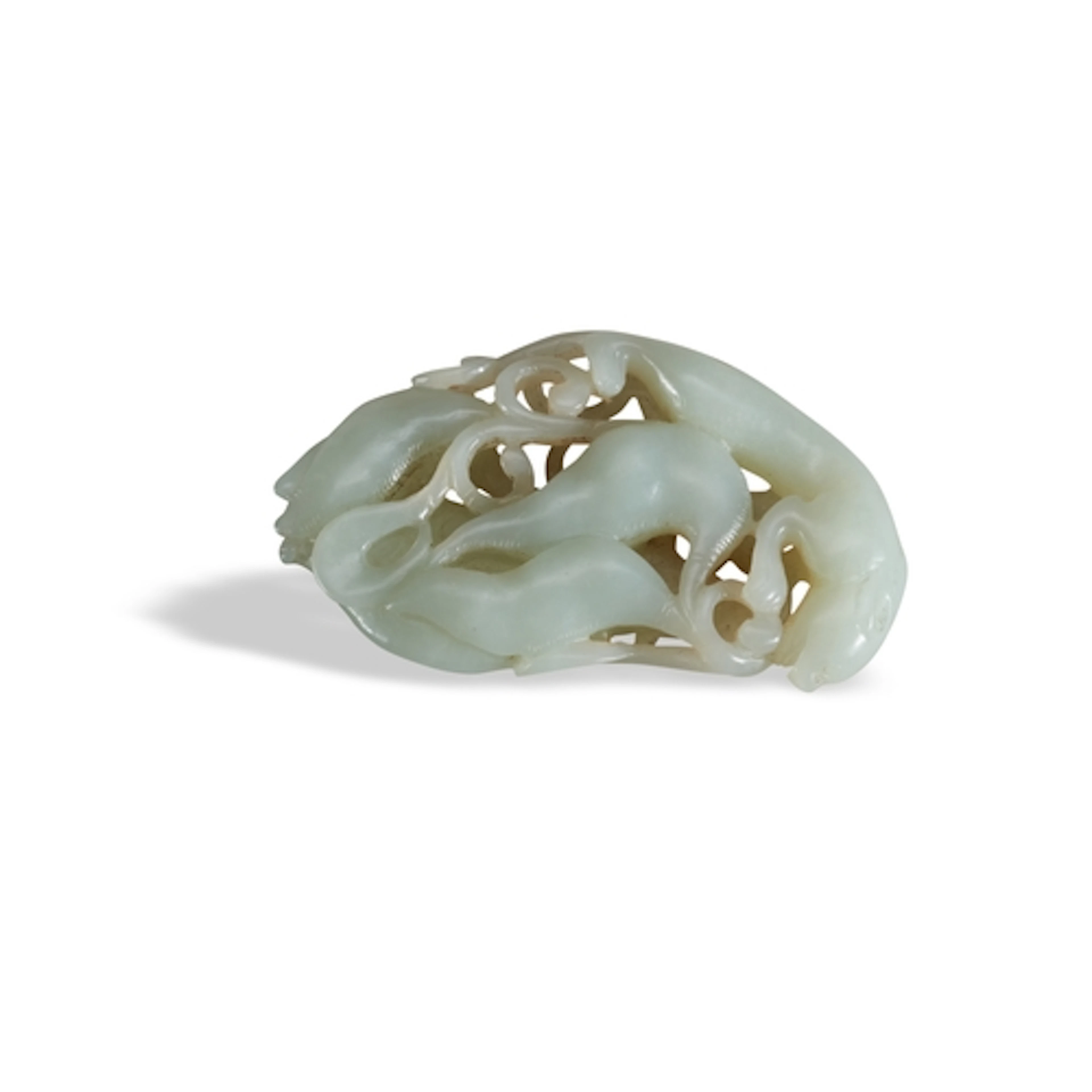 A WHITE JADE 'FELINE AND GOURD' PENDANT QING DYNASTY, 19TH C...