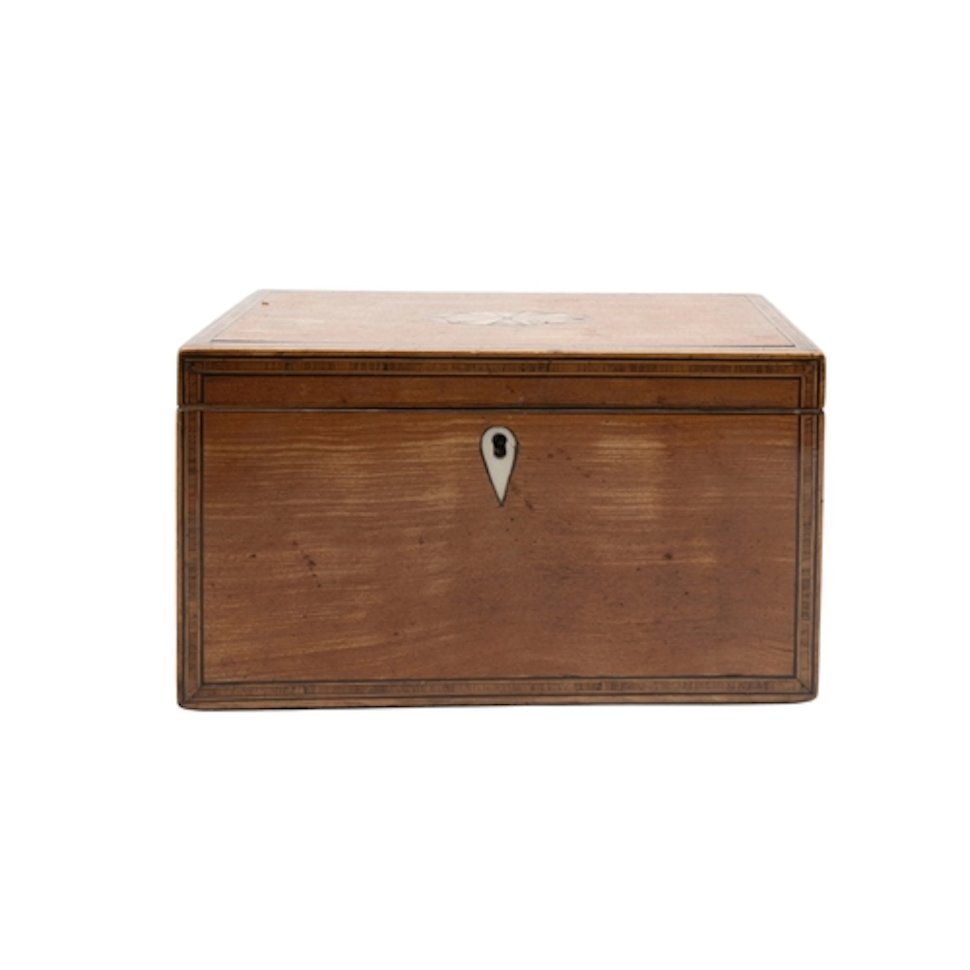 A LATE GEORGE III SATINWOOD AND CROSSBANDED TEA CADDY CIRCA ...