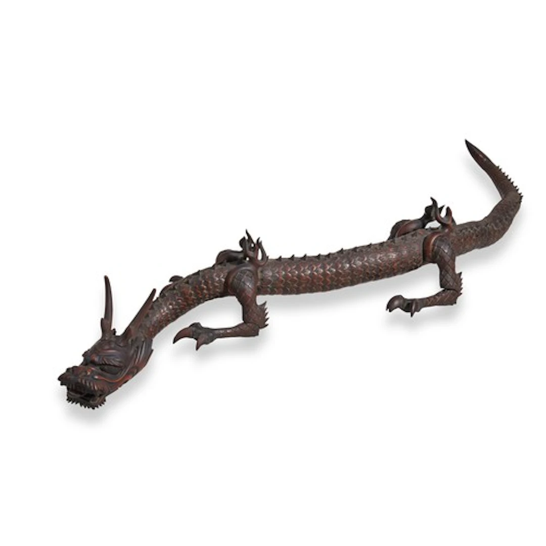 A JAPANESE WOOD JIZAI OKIMONO OF A DRAGON MEIJI PERIOD (186...