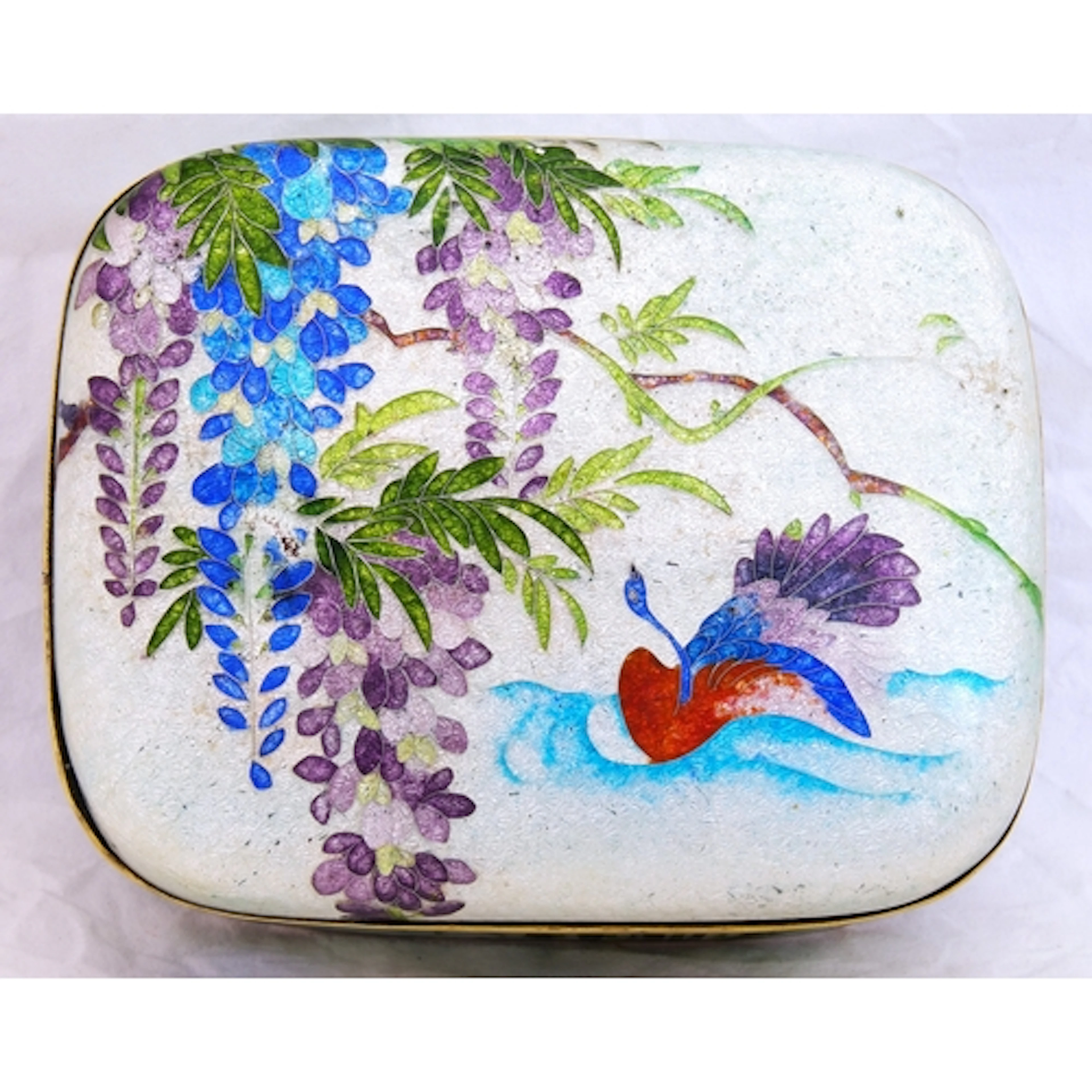 A JAPANESE GINBARI-ENAMEL BOX LATE MEIJI PERIOD decorated w...
