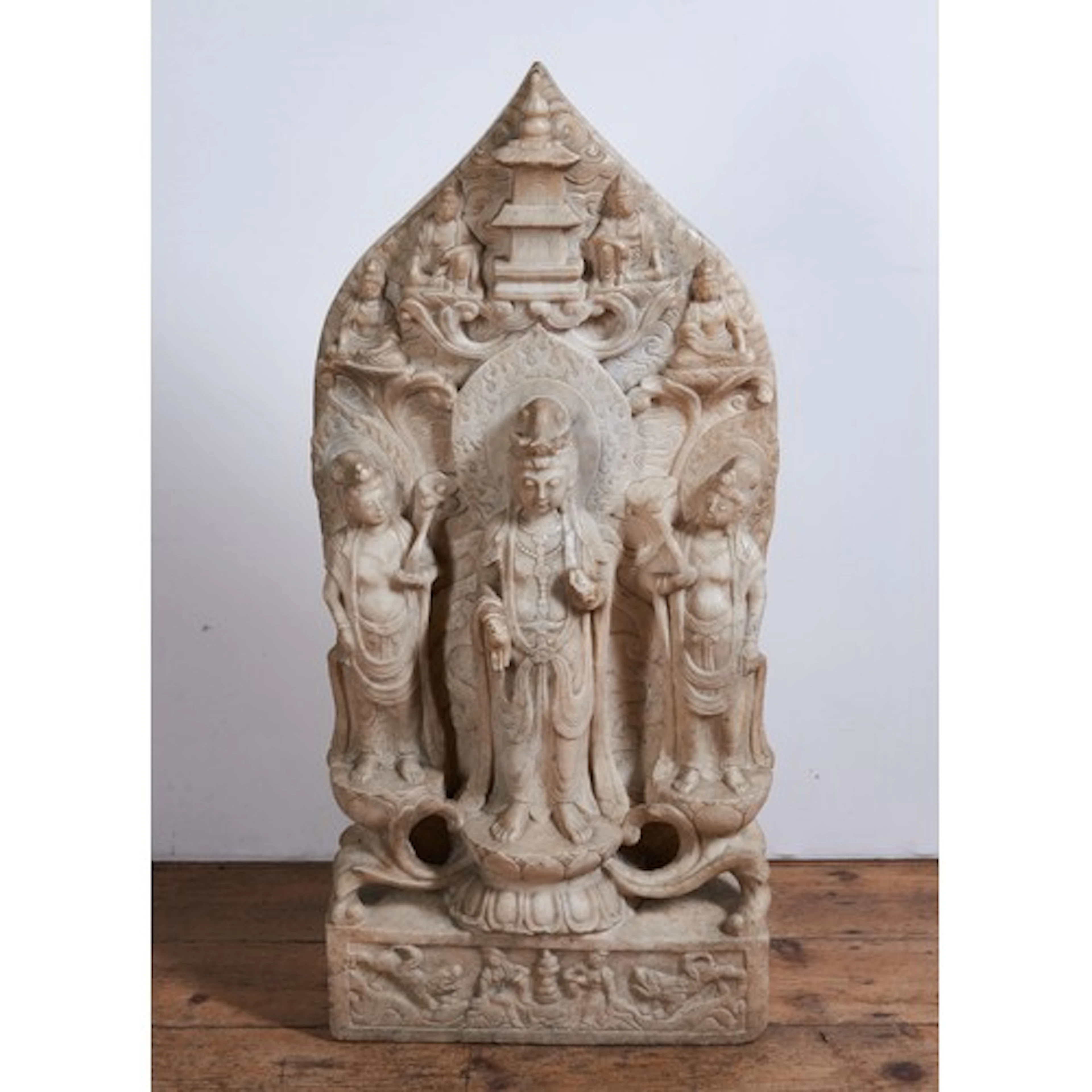 A WHITE MARBLE BUDDHIST STELE QING DYNASTY (1644-1911) in th...