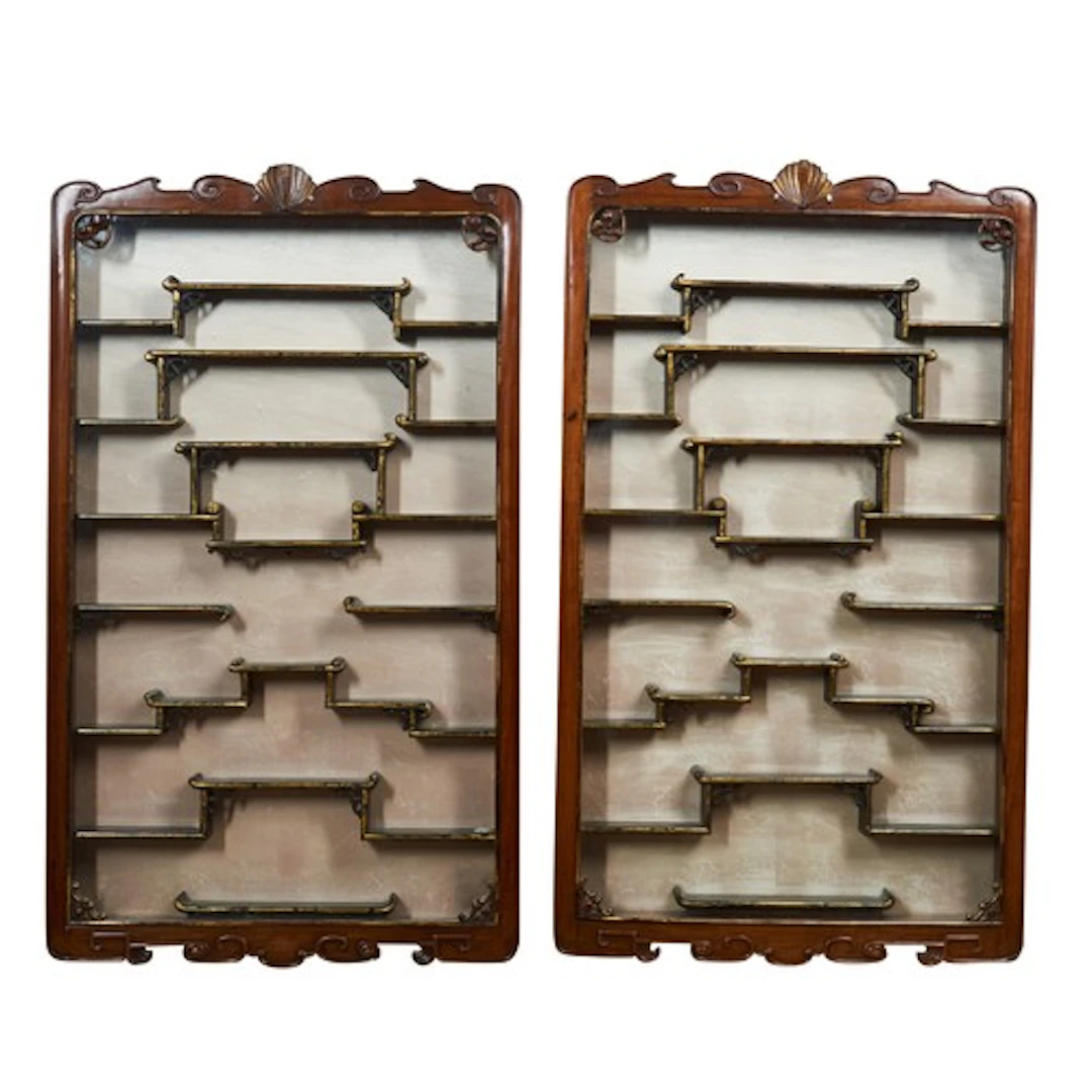 A PAIR OF CHINESE HARDWOOD WALL CABINETS 20TH CENTURY 红木柜一对 ...