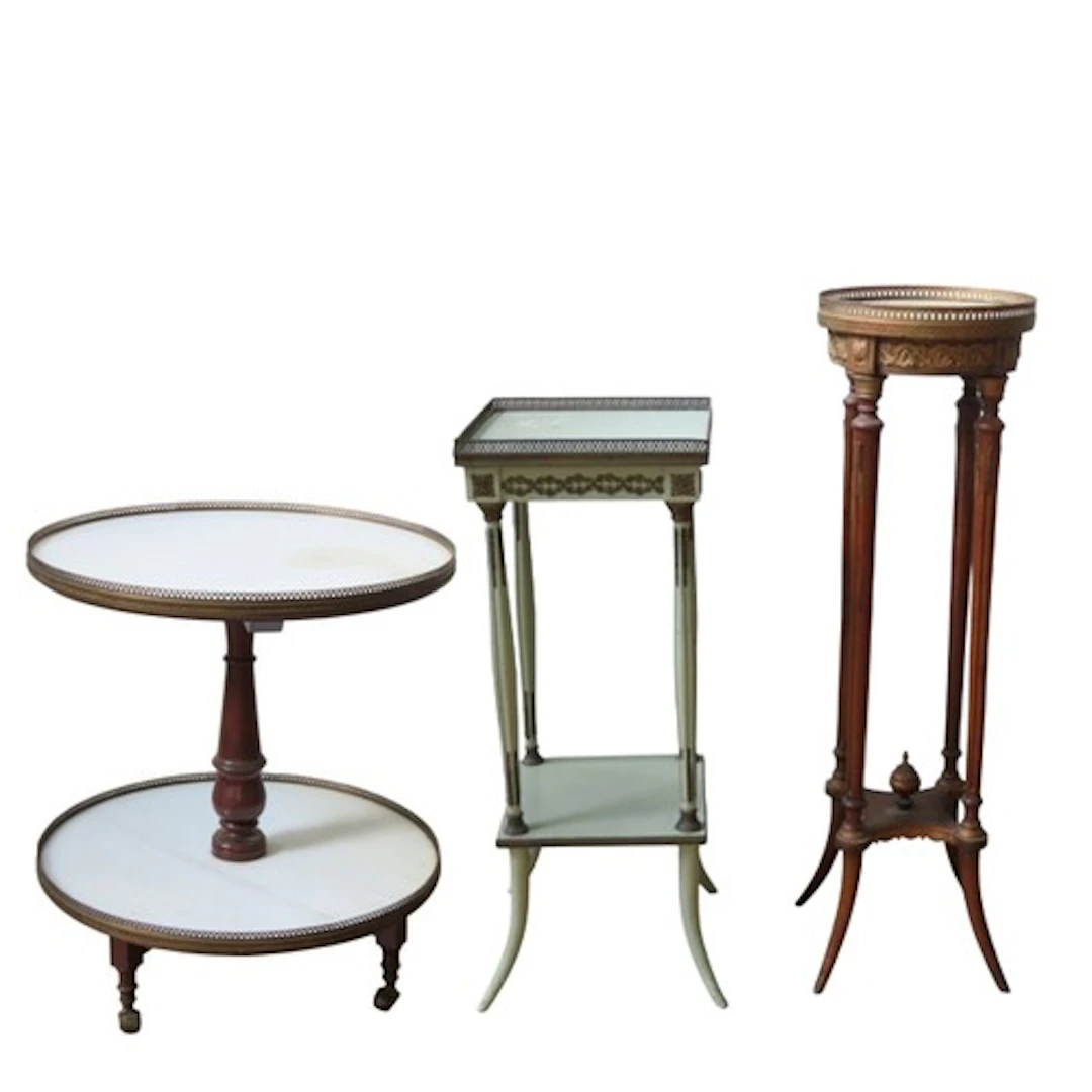 A FRENCH MAHOGANY TWO-TIER DUMB WAITER 20TH CENTURY the two ...