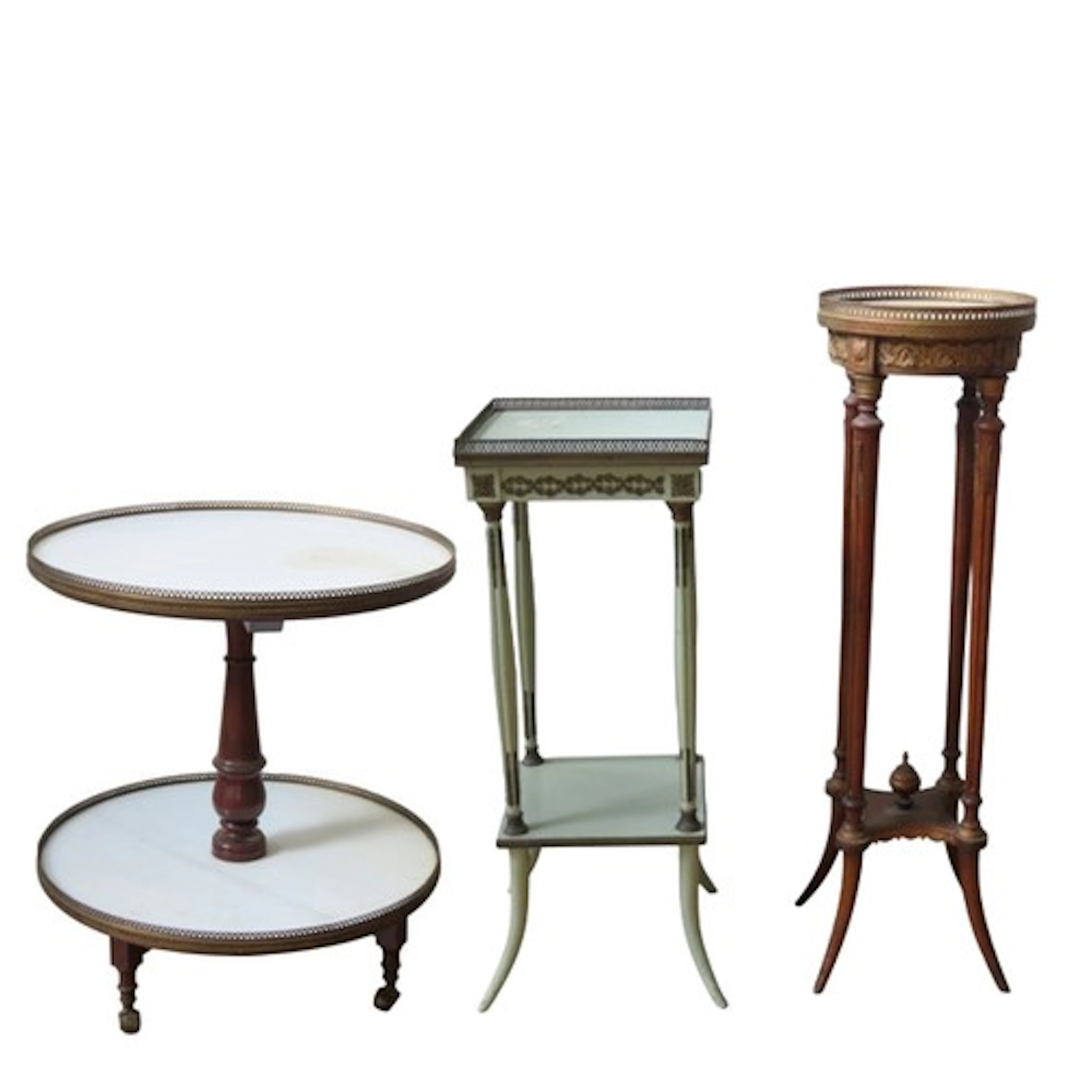 A FRENCH MAHOGANY TWO-TIER DUMB WAITER 20TH CENTURY the two ...
