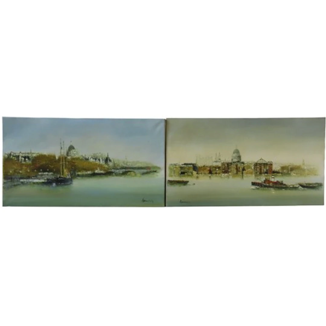 FRANCISCO SILLUE (Spanish, b.1936) THREE THAMES SCENE OIL PA...