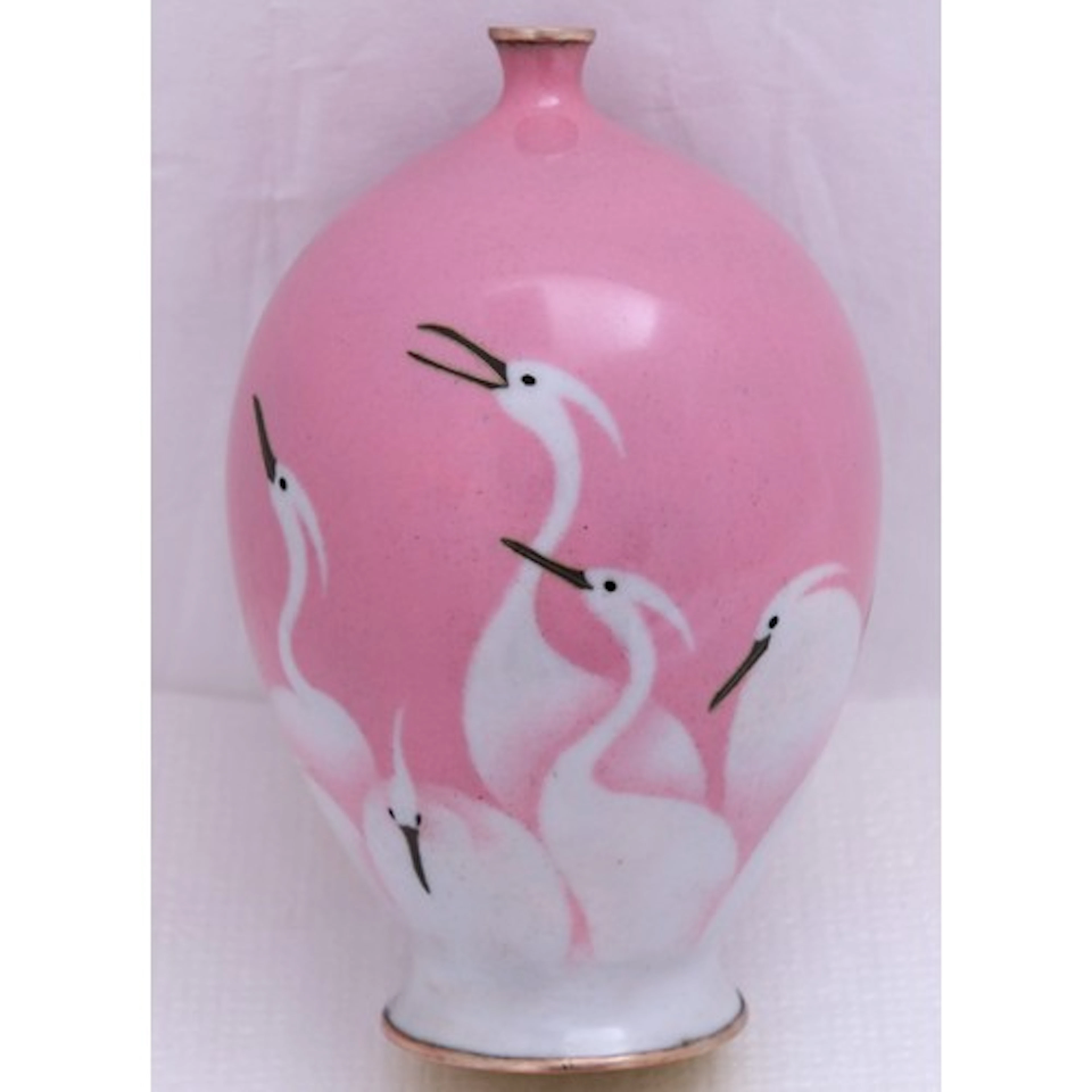 A JAPANESE PINK-GROUND WIRELESS CLOISONNÉ VASE ATTRIBUTED TO...