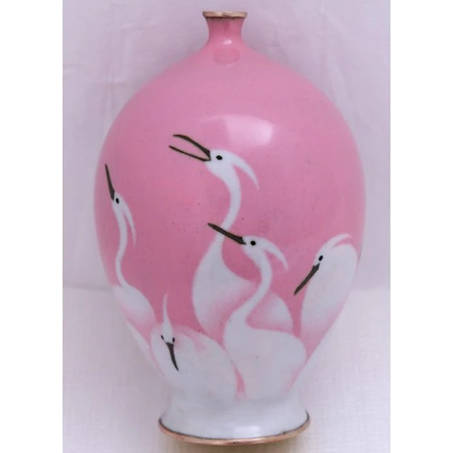 A JAPANESE PINK-GROUND WIRELESS CLOISONNÉ VASE ATTRIBUTED TO...