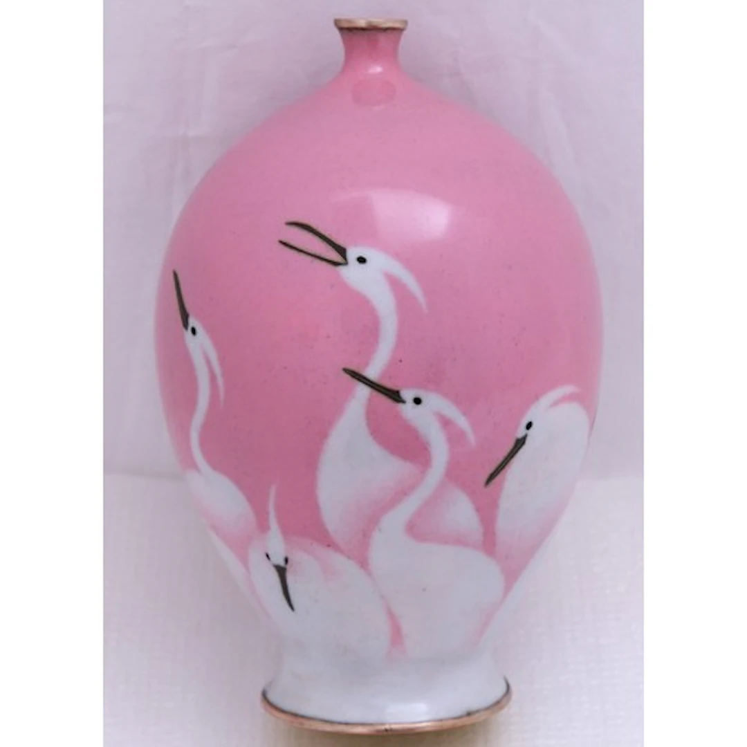 A JAPANESE PINK-GROUND WIRELESS CLOISONNÉ VASE ATTRIBUTED TO...