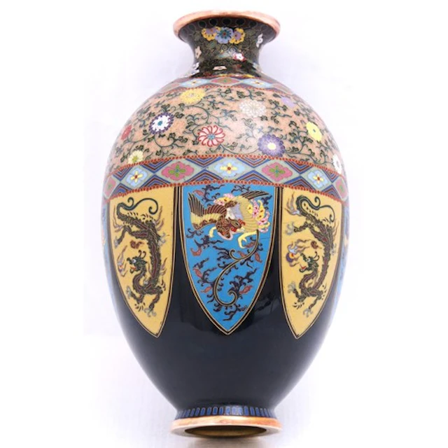A FINE JAPNESE CLOISONNÉ OVOID VASE ATTRIBUTED TO HONDA YASU...