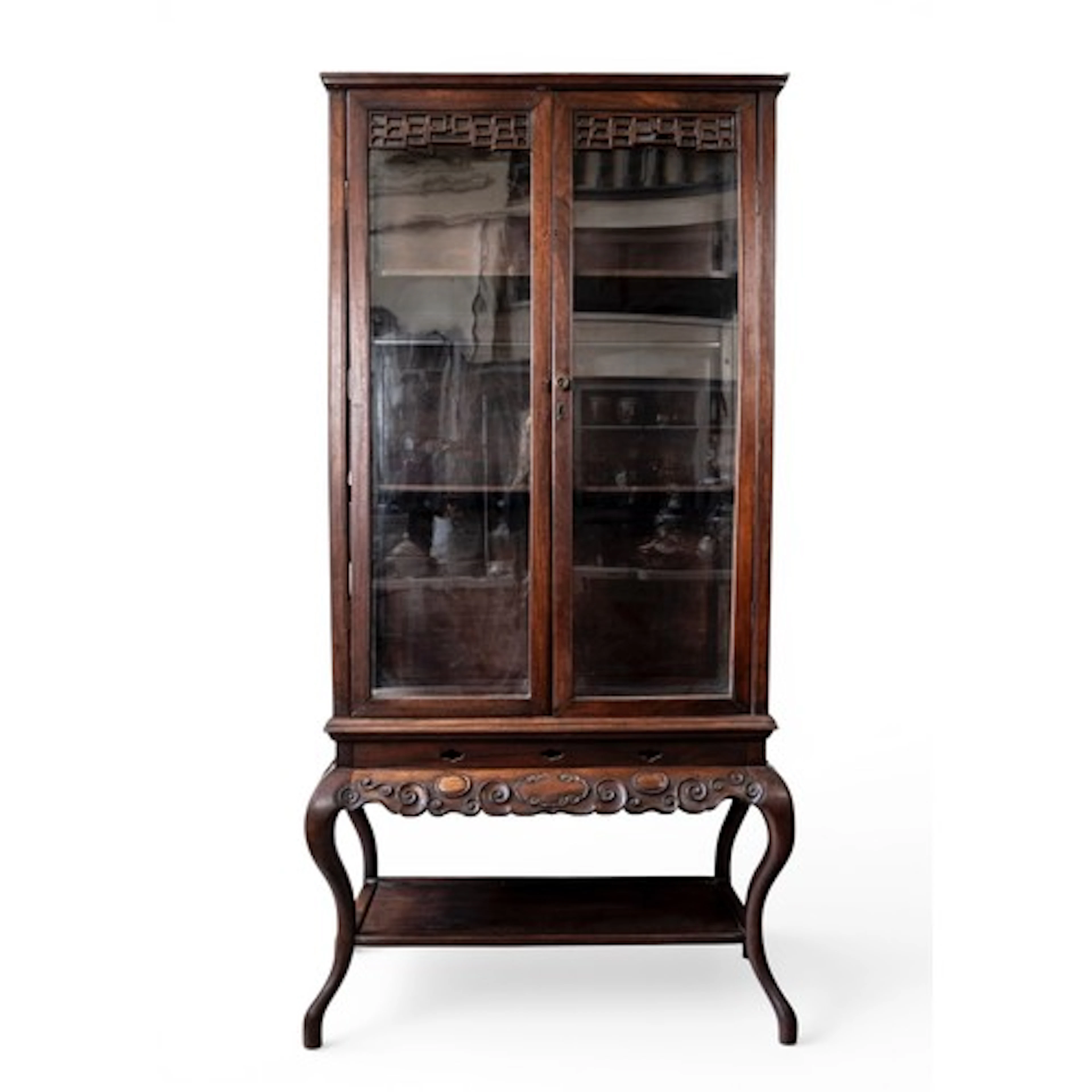 A CHINESE HARDWOOD CABINET ON STAND QING DYNASTY, 19TH CENTU...