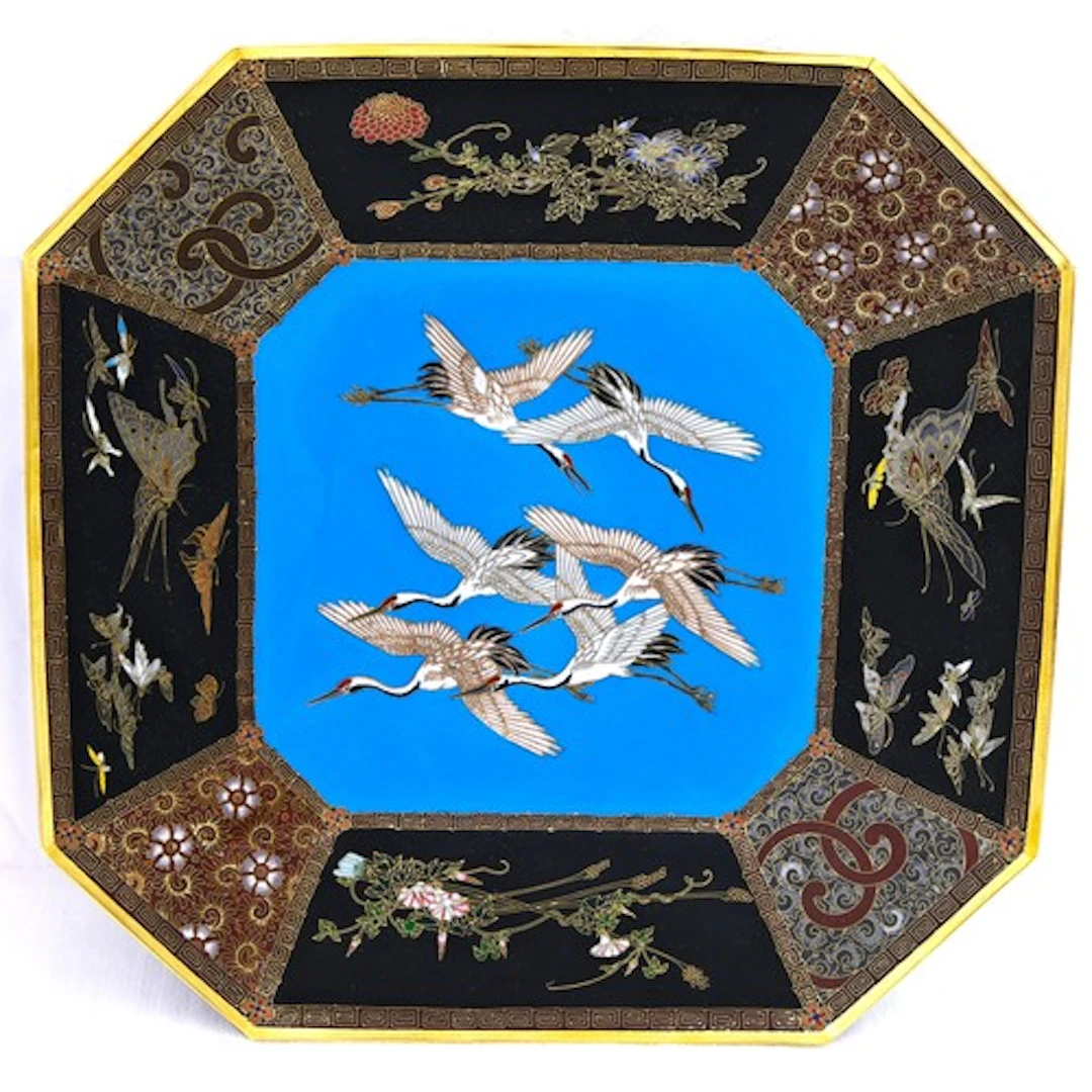 A FINE AND LARGE JAPANESE OCTAGONAL CLOISONNÉ CHARGER MEIJI ...