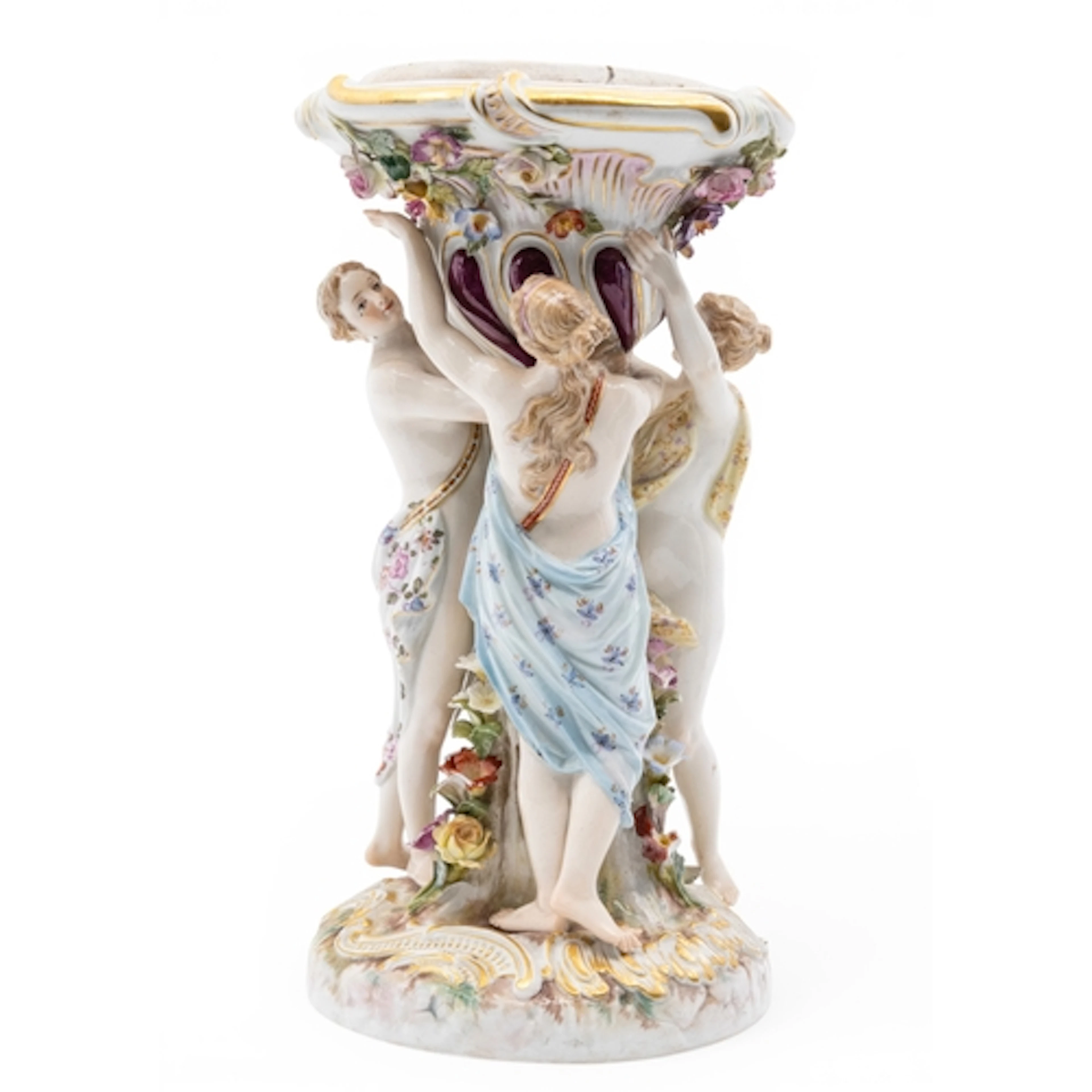 A MEISSEN CENTRE PIECE modelled as the 'Three Graces' their ...