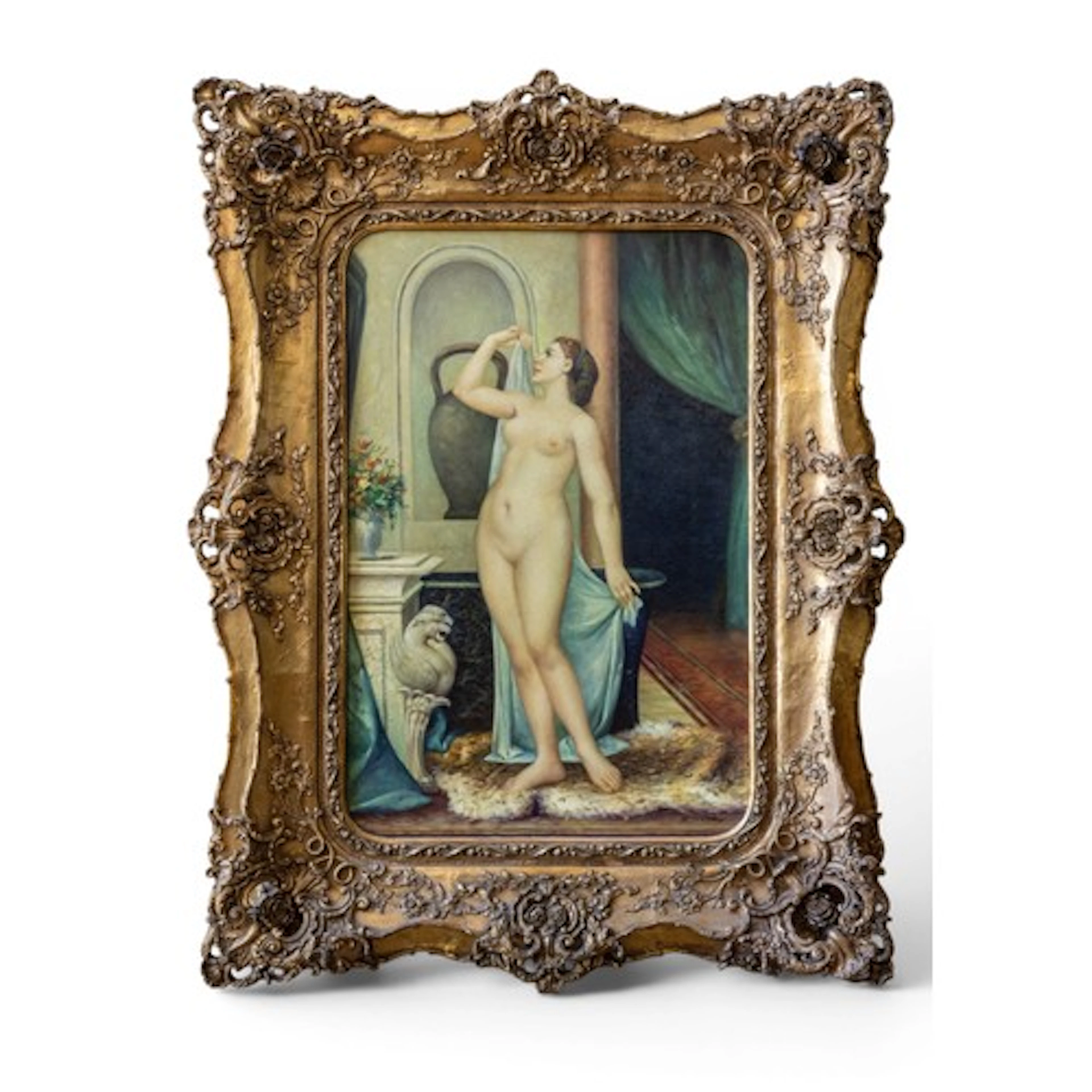 AFTER HENRI DUBOIS (French 1837-1909) 'AFTER THE BATH' OIL O...