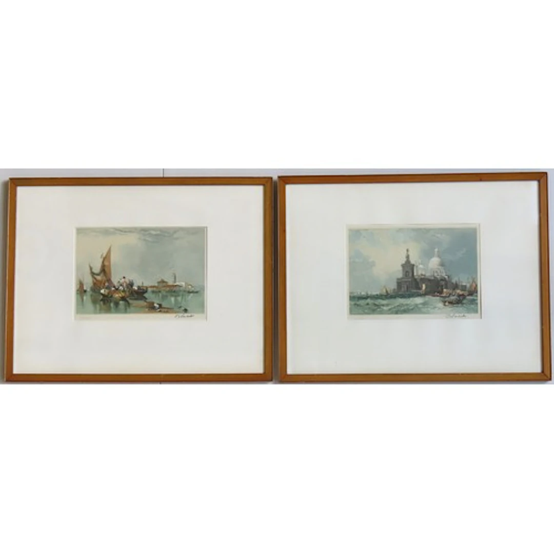 DOUGLAS ION SMART (British, 1879-1970) TWO VENETIAN SCENE ME...