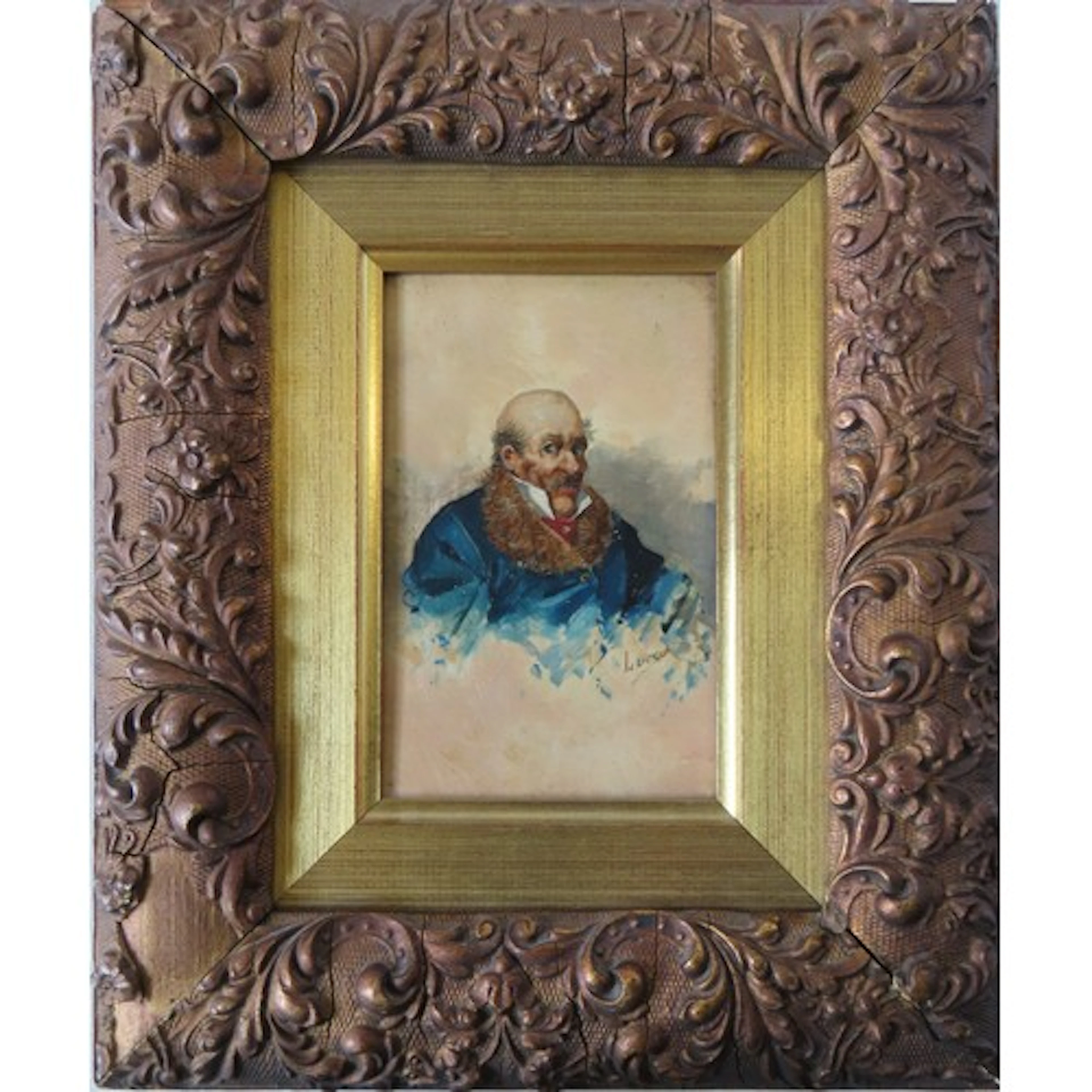 A PORTRAIT OIL PAINTING ON PANEL LATE 19TH/EARLY 20TH CENTUR...