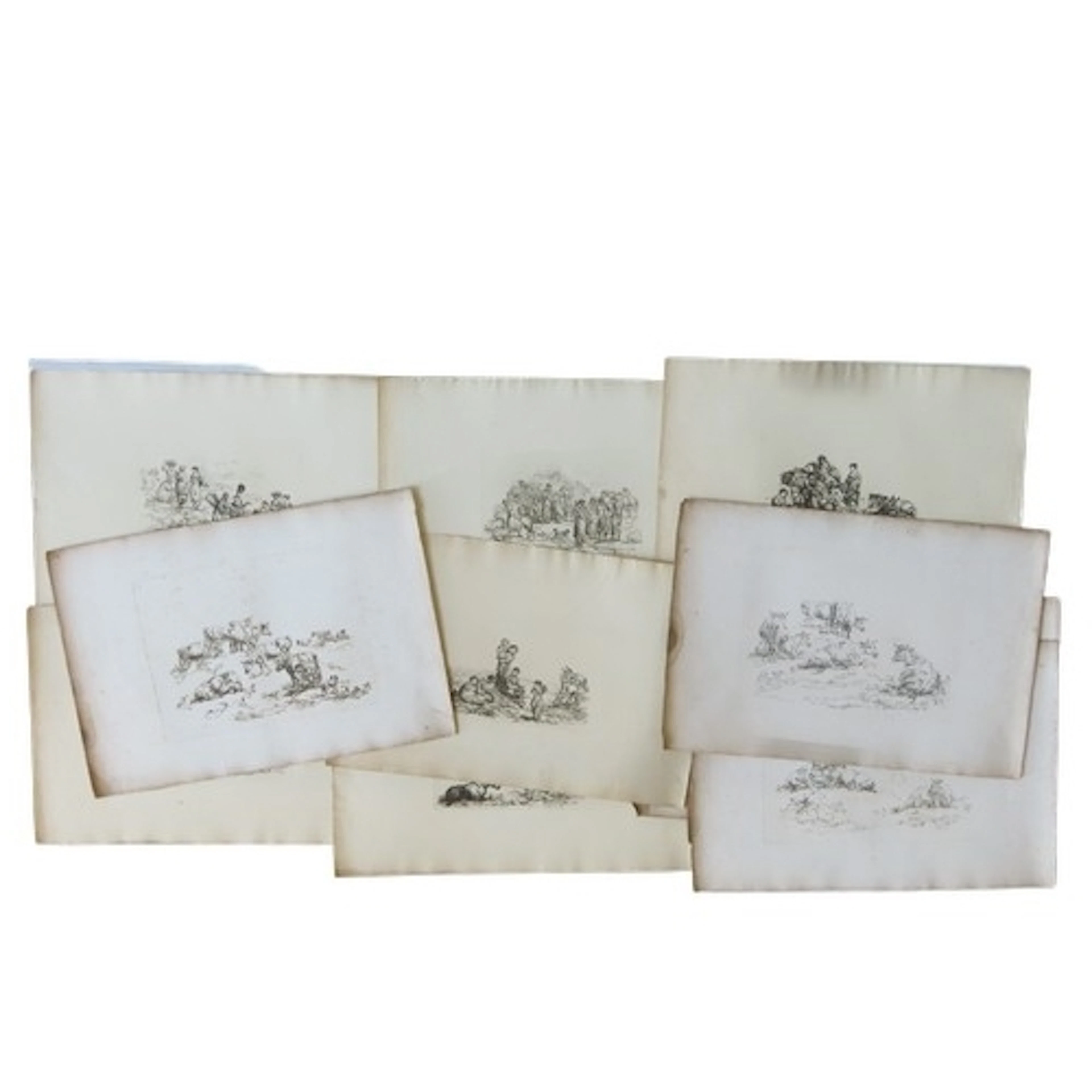 JULIUS CAESAR IBBETSON, etchings on paper of groups of cattl...