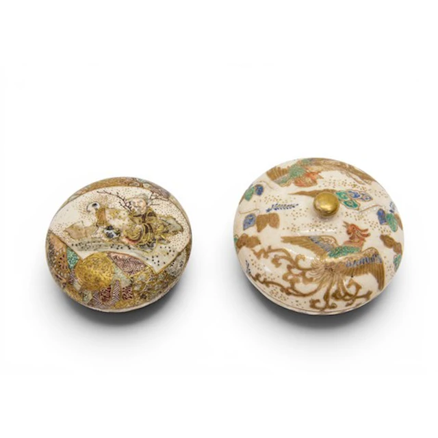 TWO JAPANESE SATSUMA BOXES AND COVERS MEIJI PERIOD (1868-191...