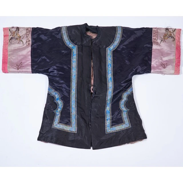 A GOOD BLACK-GROUND FUR LINED SILK WINTER COAT GUANGXU PERIO...